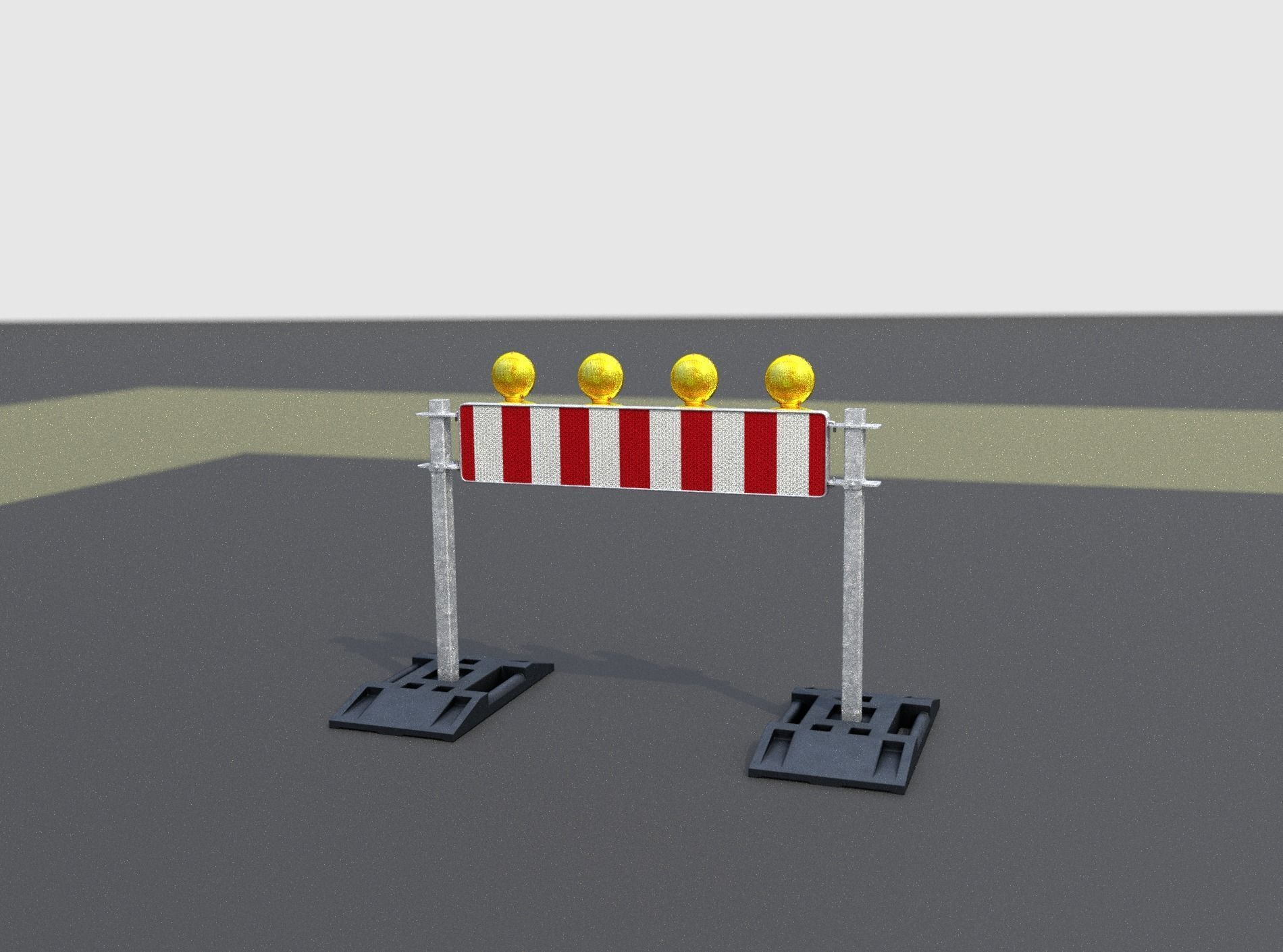 Construction Barrier 5 with warning lights 600-33 250x1200mm Low-poly 3D model_8