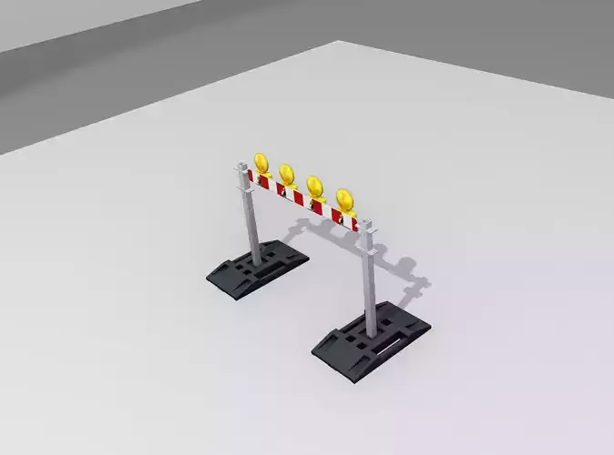 Construction Barrier 5 with warning lights 600-31 100x1200mm Low-poly 3D model