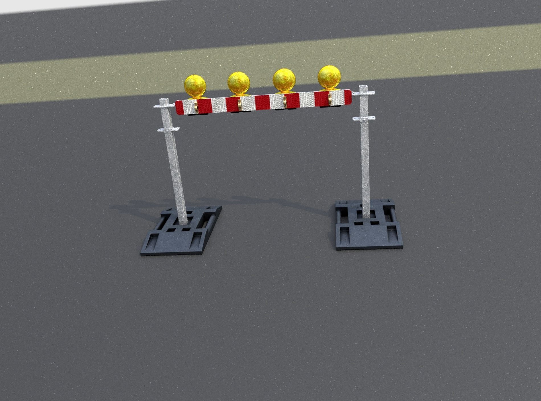 Construction Barrier 5 with warning lights 600-31 100x1200mm Low-poly 3D model_48