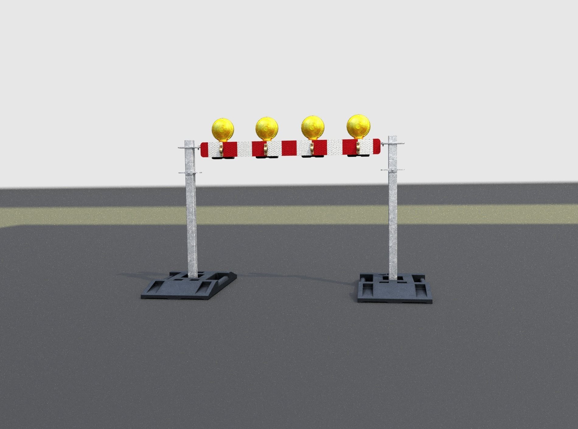 Construction Barrier 5 with warning lights 600-31 100x1200mm Low-poly 3D model_6