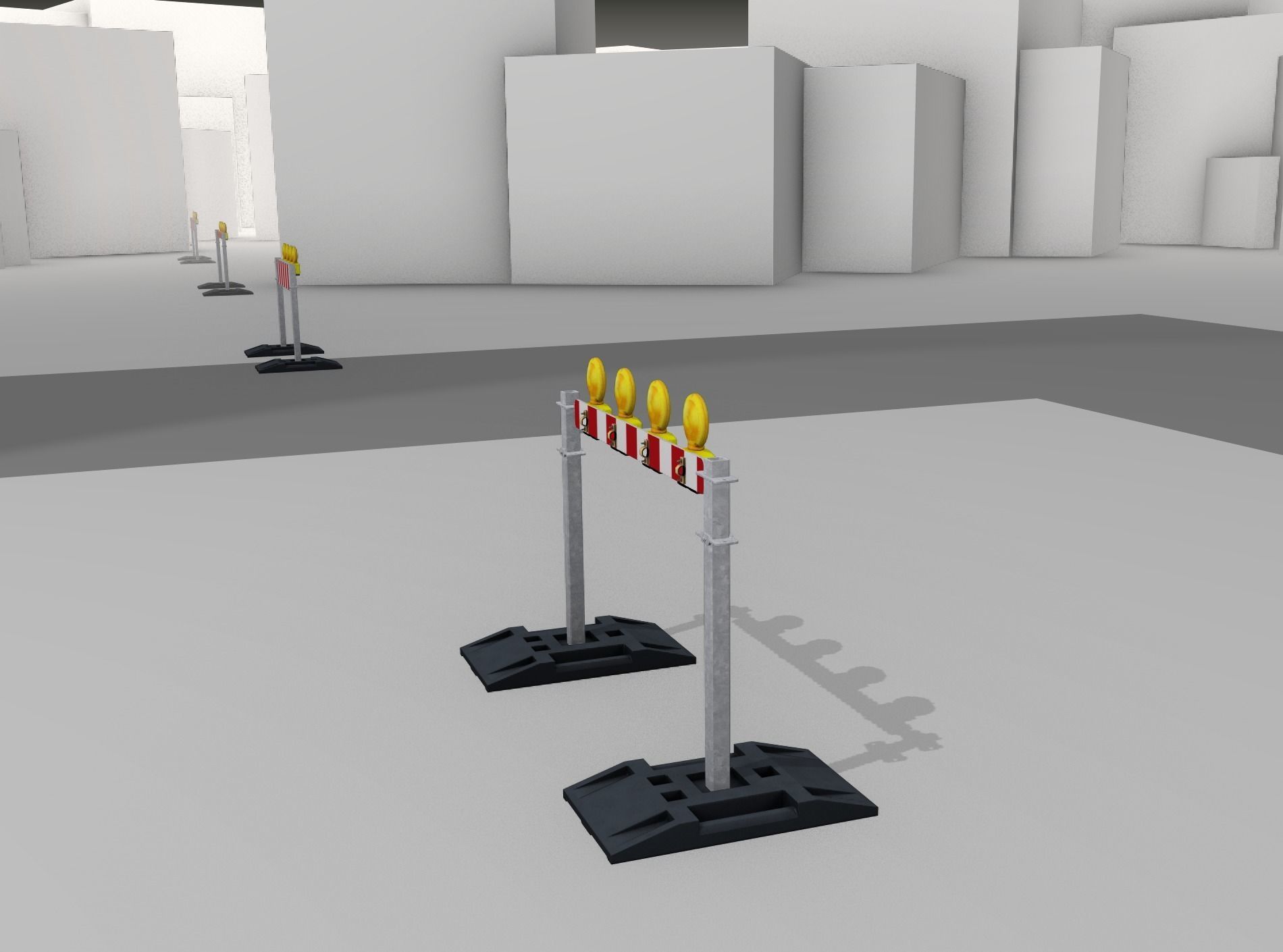 Construction Barrier 5 with warning lights 600-31 100x1200mm Low-poly 3D model_12