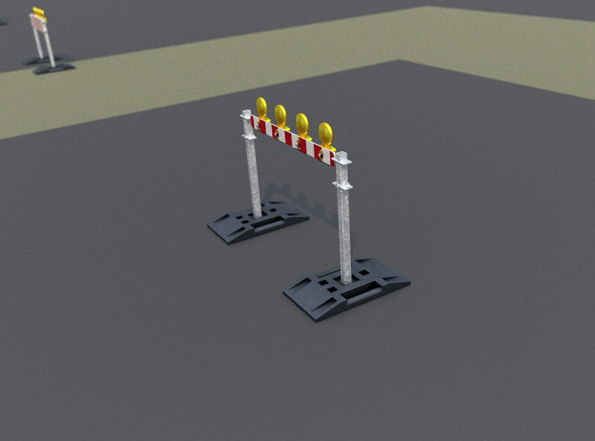 Construction Barrier 5 with warning lights 600-31 100x1200mm Low-poly 3D model_11