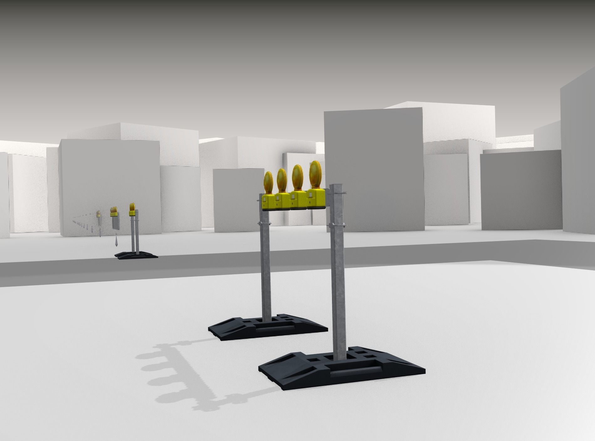 Construction Barrier 5 with warning lights 600-31 100x1200mm Low-poly 3D model_33