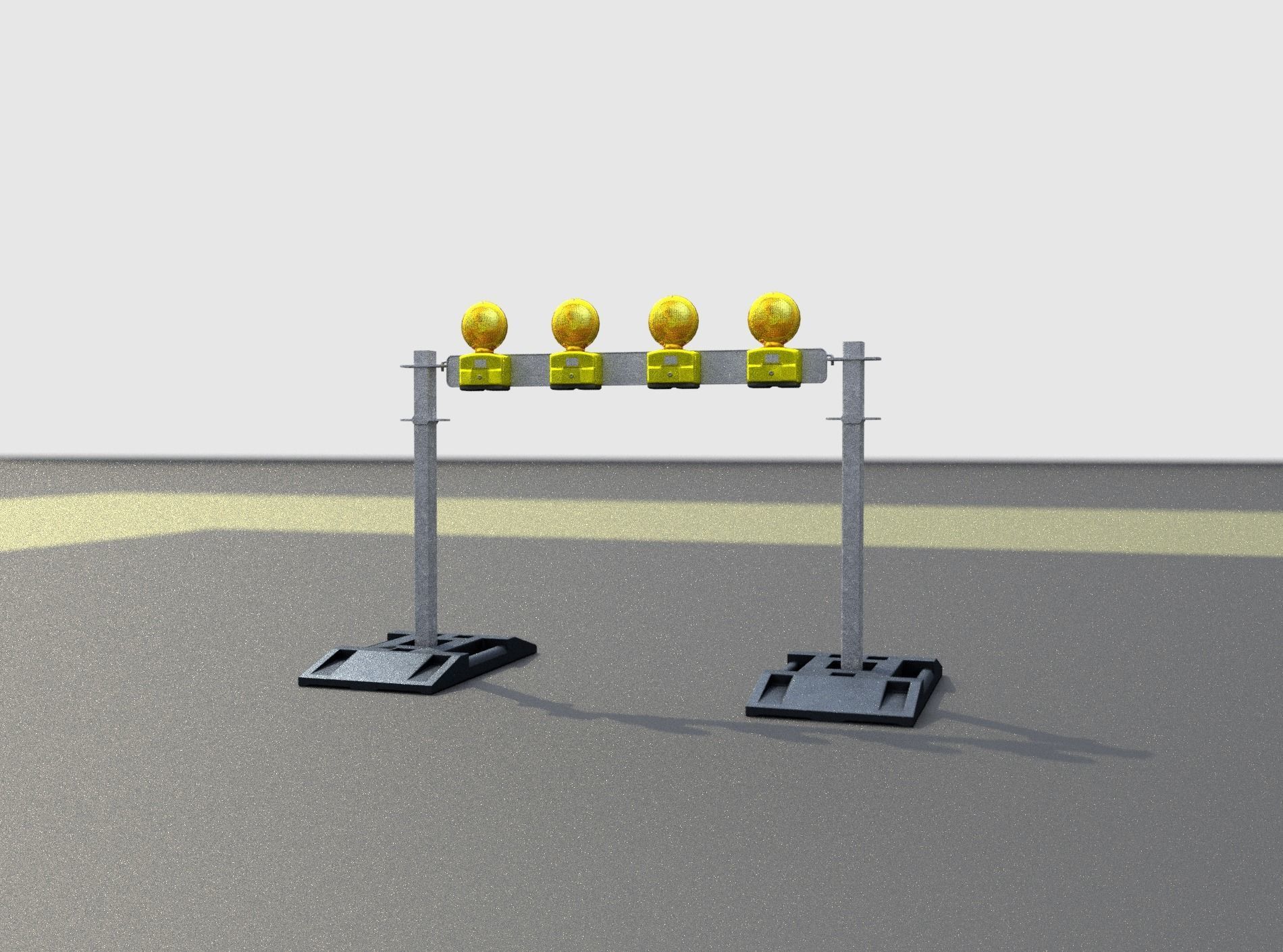 Construction Barrier 5 with warning lights 600-31 100x1200mm Low-poly 3D model_28