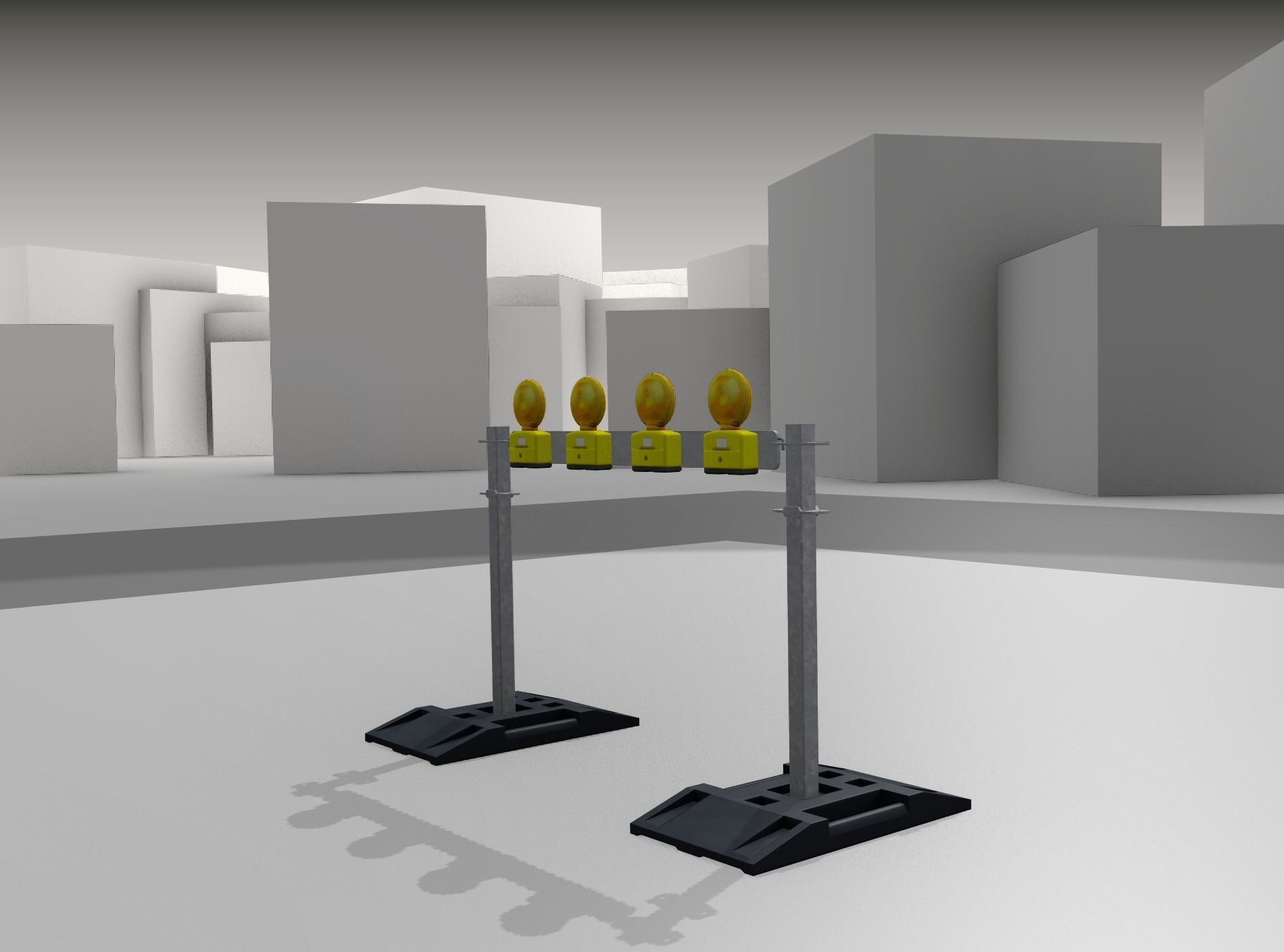 Construction Barrier 5 with warning lights 600-31 100x1200mm Low-poly 3D model_31