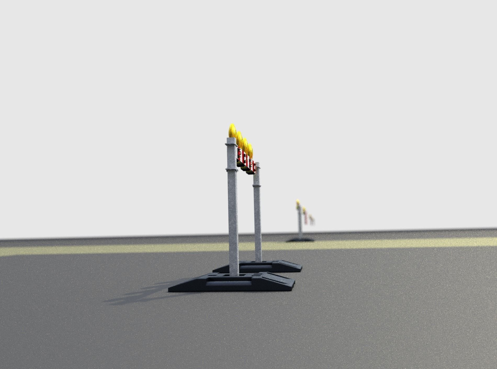 Construction Barrier 5 with warning lights 600-31 100x1200mm Low-poly 3D model_36