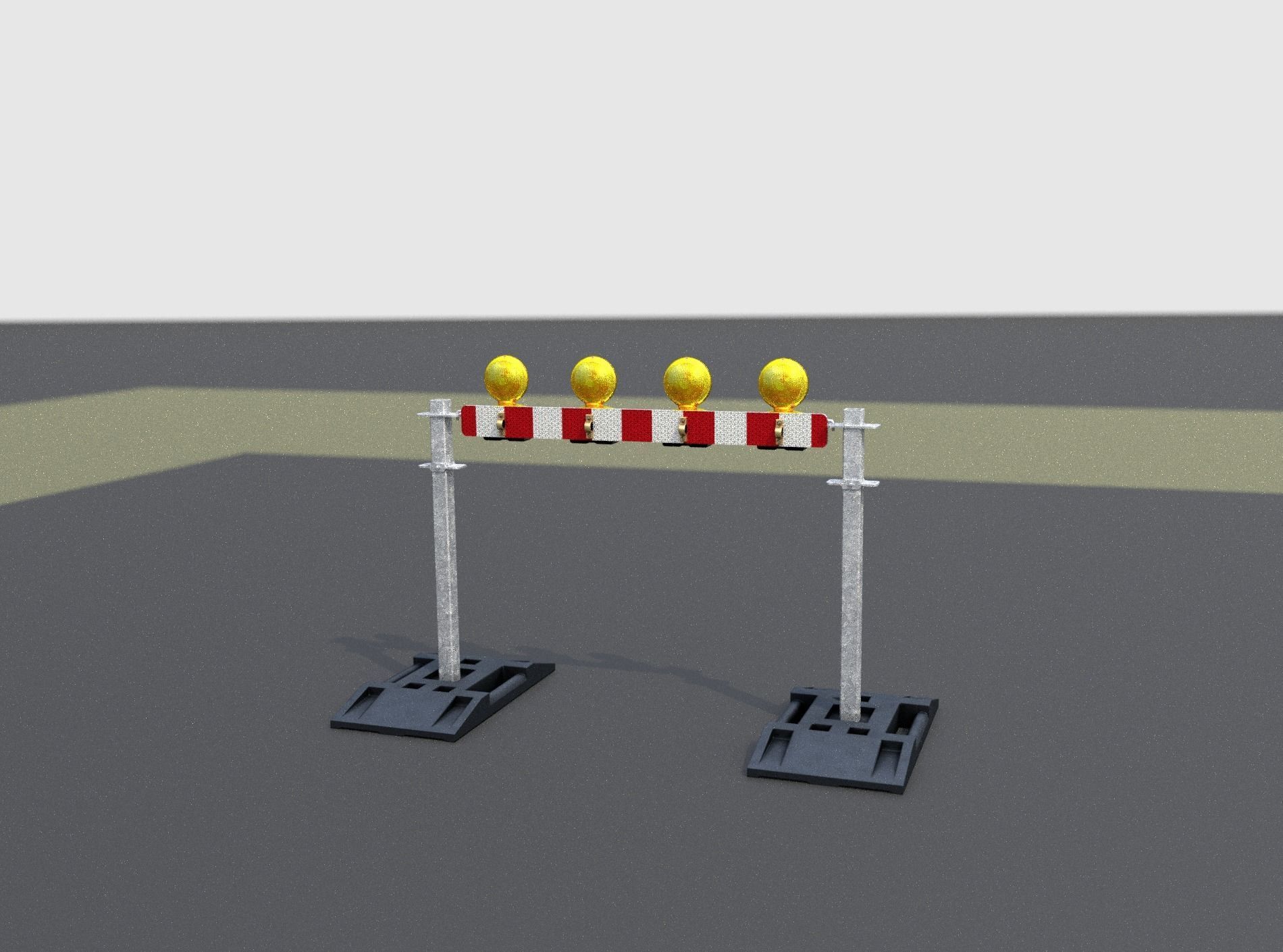 Construction Barrier 5 with warning lights 600-31 100x1200mm Low-poly 3D model_8