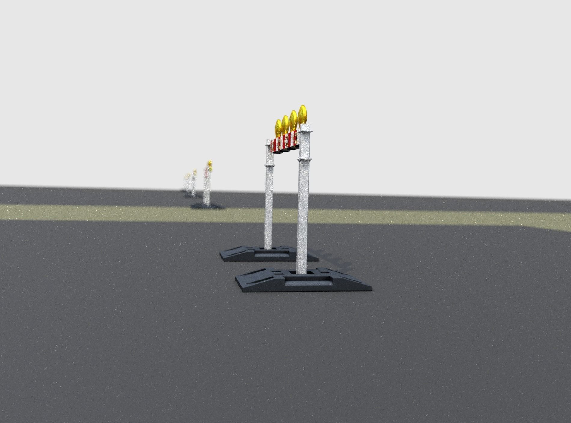 Construction Barrier 5 with warning lights 600-31 100x1200mm Low-poly 3D model_13