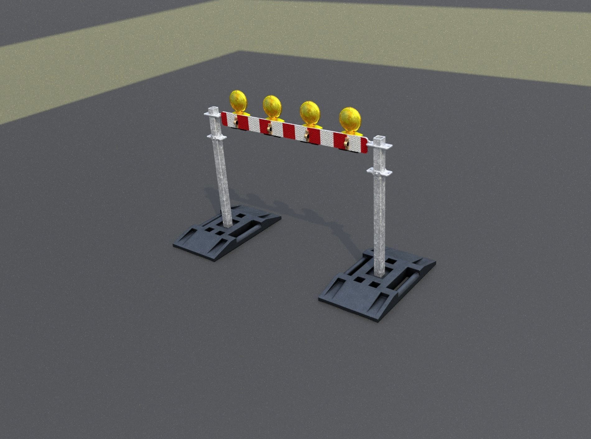Construction Barrier 5 with warning lights 600-31 100x1200mm Low-poly 3D model_10