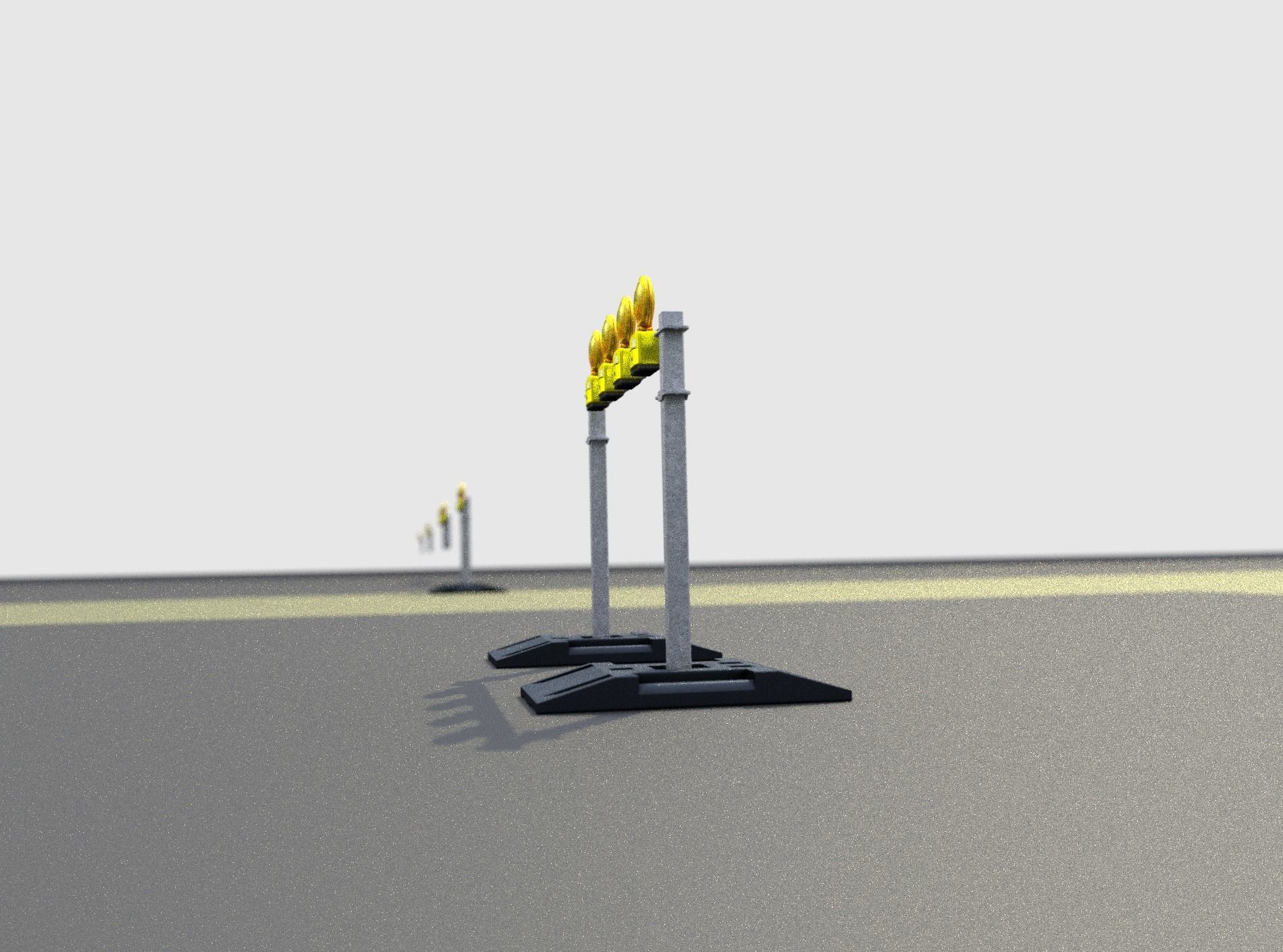Construction Barrier 5 with warning lights 600-31 100x1200mm Low-poly 3D model_34