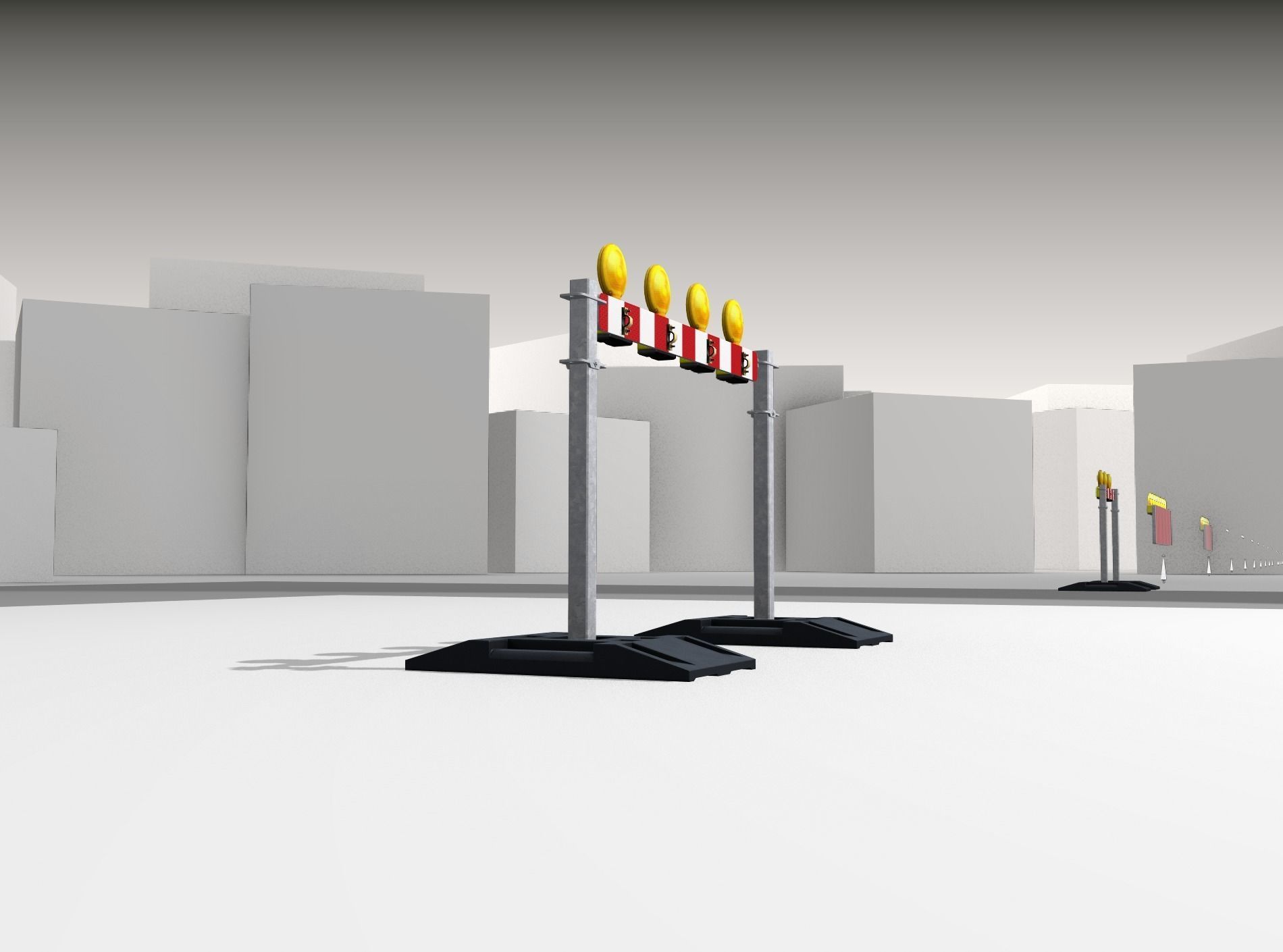 Construction Barrier 5 with warning lights 600-31 100x1200mm Low-poly 3D model_39