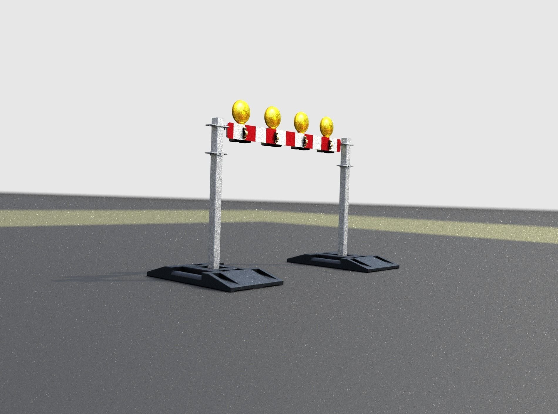 Construction Barrier 5 with warning lights 600-31 100x1200mm Low-poly 3D model_42