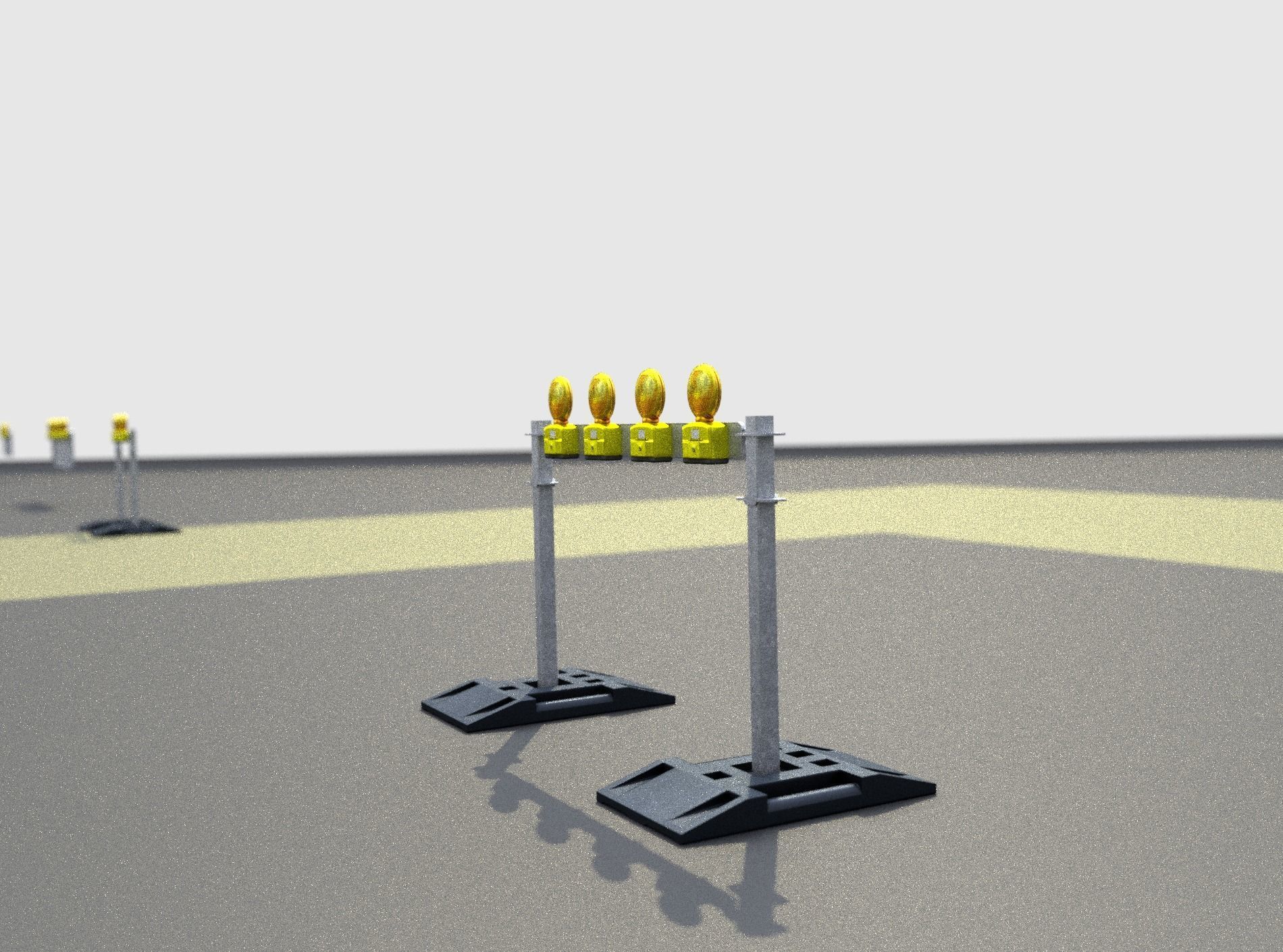 Construction Barrier 5 with warning lights 600-31 100x1200mm Low-poly 3D model_32