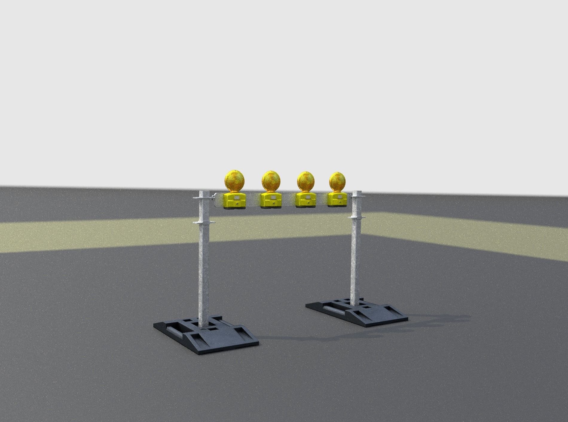 Construction Barrier 5 with warning lights 600-31 100x1200mm Low-poly 3D model_2