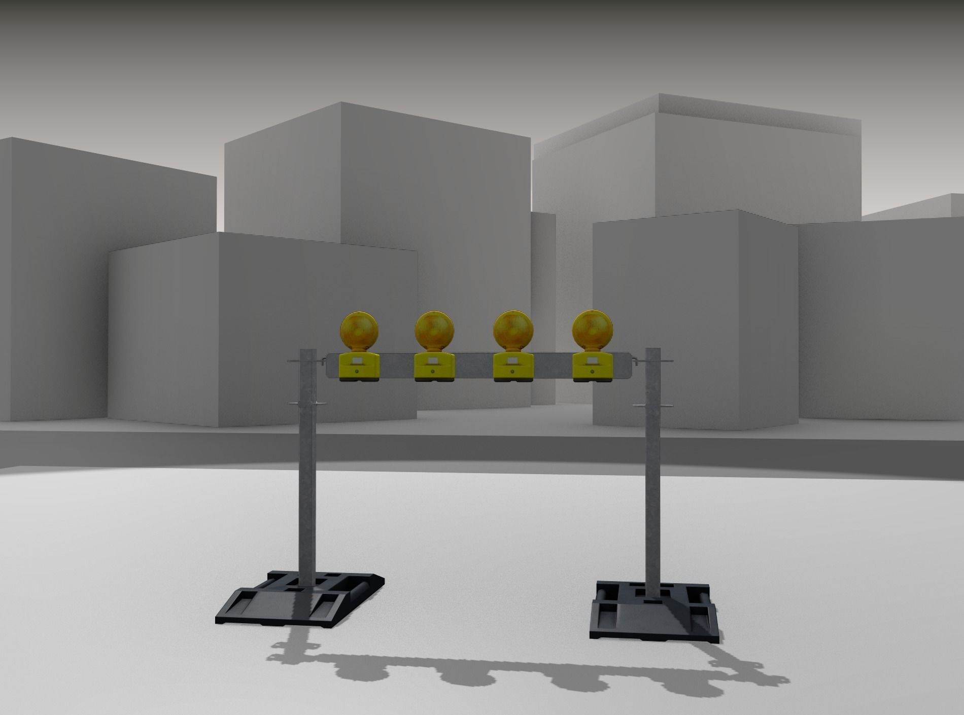 Construction Barrier 5 with warning lights 600-31 100x1200mm Low-poly 3D model_27