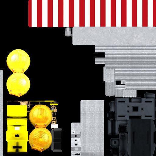 Construction Barrier 5 with warning lights 600-31 100x1200mm Low-poly 3D model_51