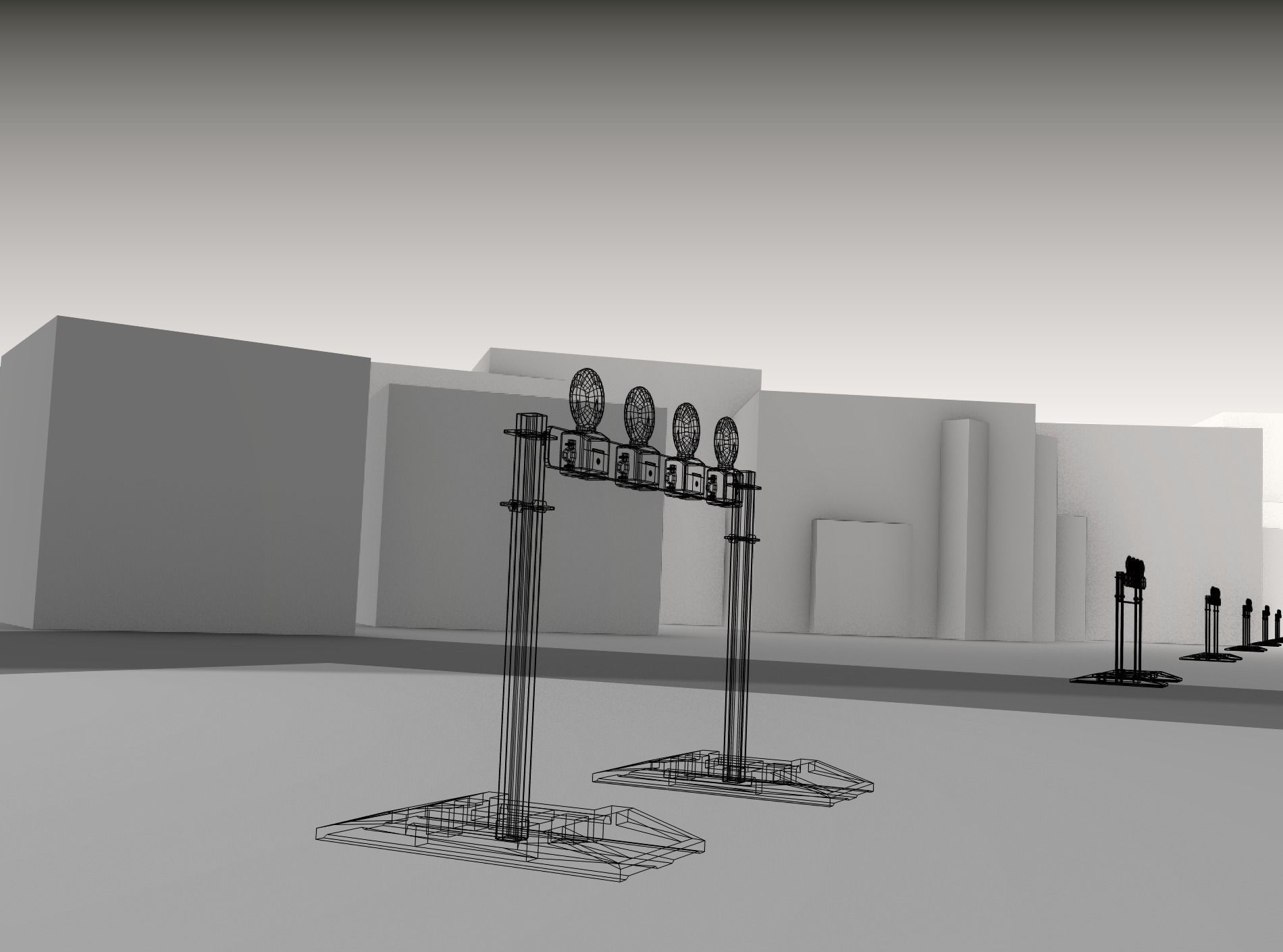 Construction Barrier 5 with warning lights 600-31 100x1200mm Low-poly 3D model_18