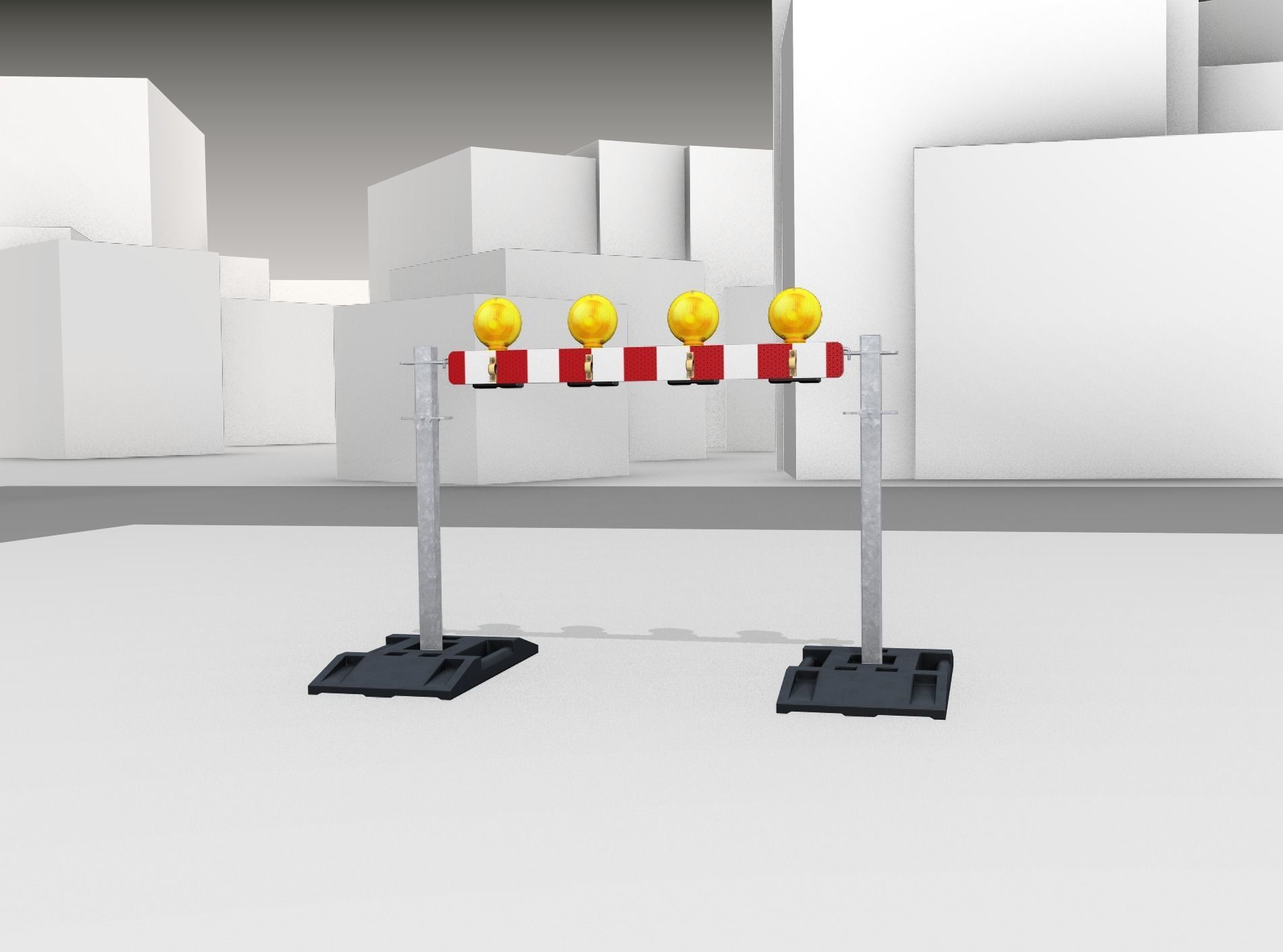 Construction Barrier 5 with warning lights 600-31 100x1200mm Low-poly 3D model_7