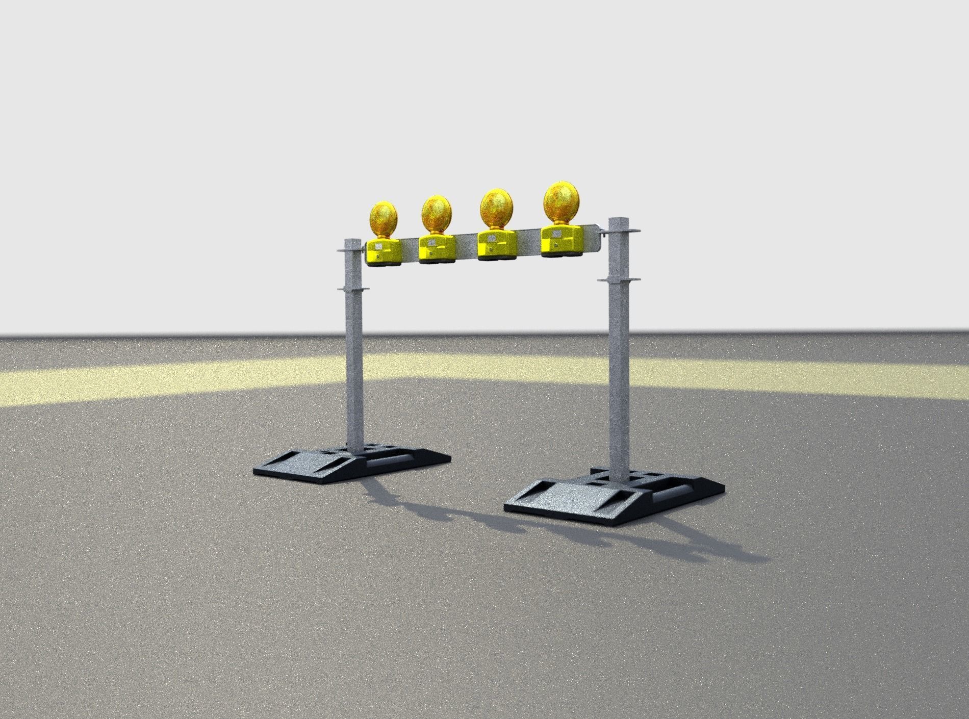 Construction Barrier 5 with warning lights 600-31 100x1200mm Low-poly 3D model_30