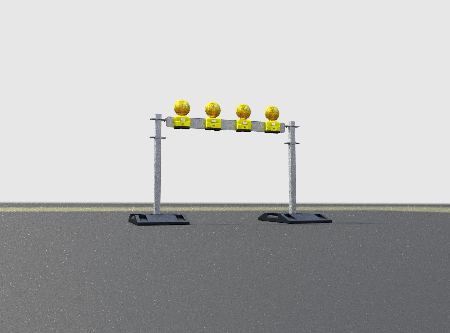 Construction Barrier 5 with warning lights 600-31 100x1200mm Low-poly 3D model_24