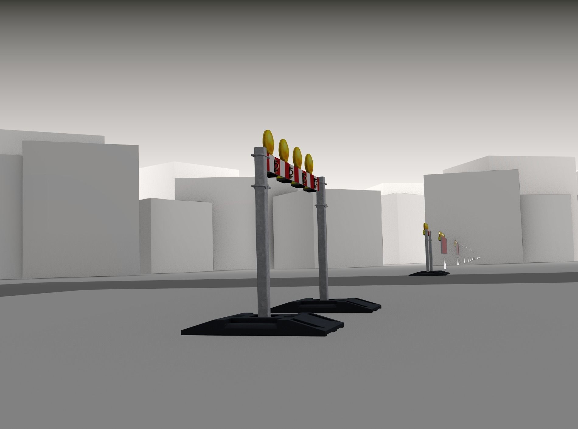 Construction Barrier 5 with warning lights 600-31 100x1200mm Low-poly 3D model_37