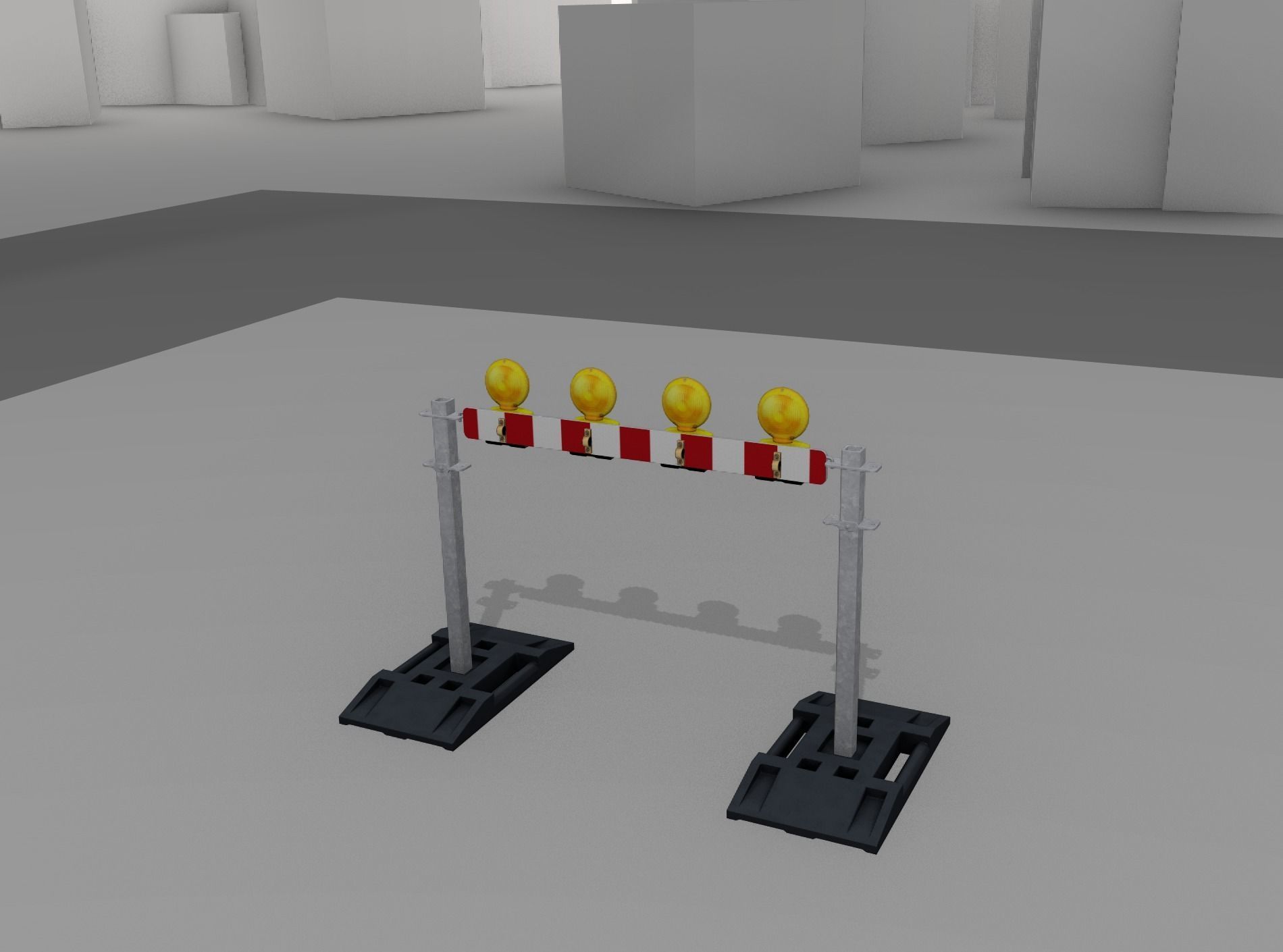 Construction Barrier 5 with warning lights 600-31 100x1200mm Low-poly 3D model_9