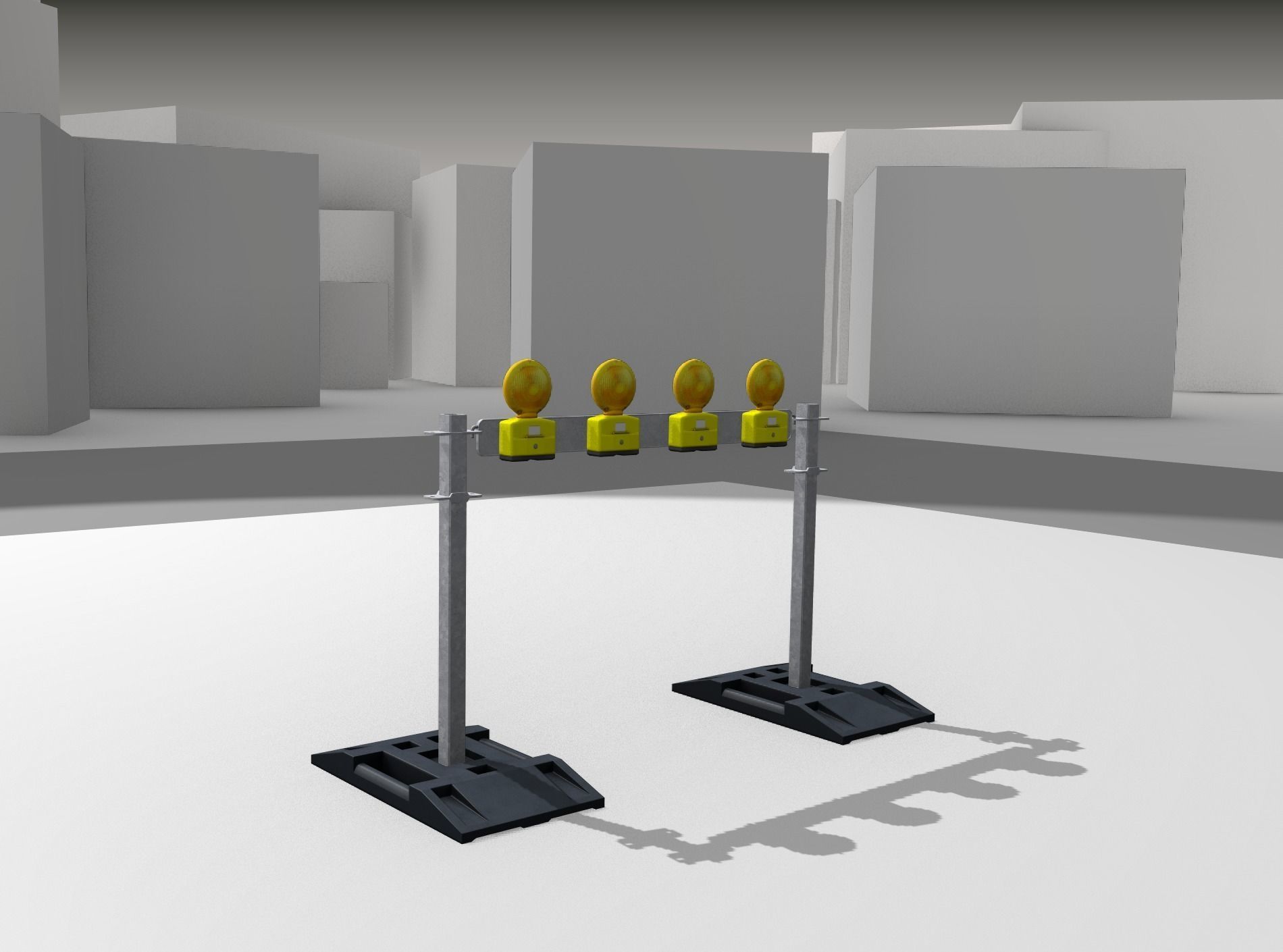 Construction Barrier 5 with warning lights 600-31 100x1200mm Low-poly 3D model_22