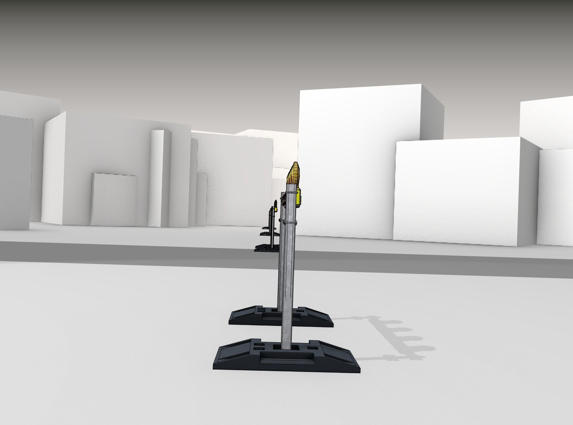 Construction Barrier 5 with warning lights 600-31 100x1200mm Low-poly 3D model_14