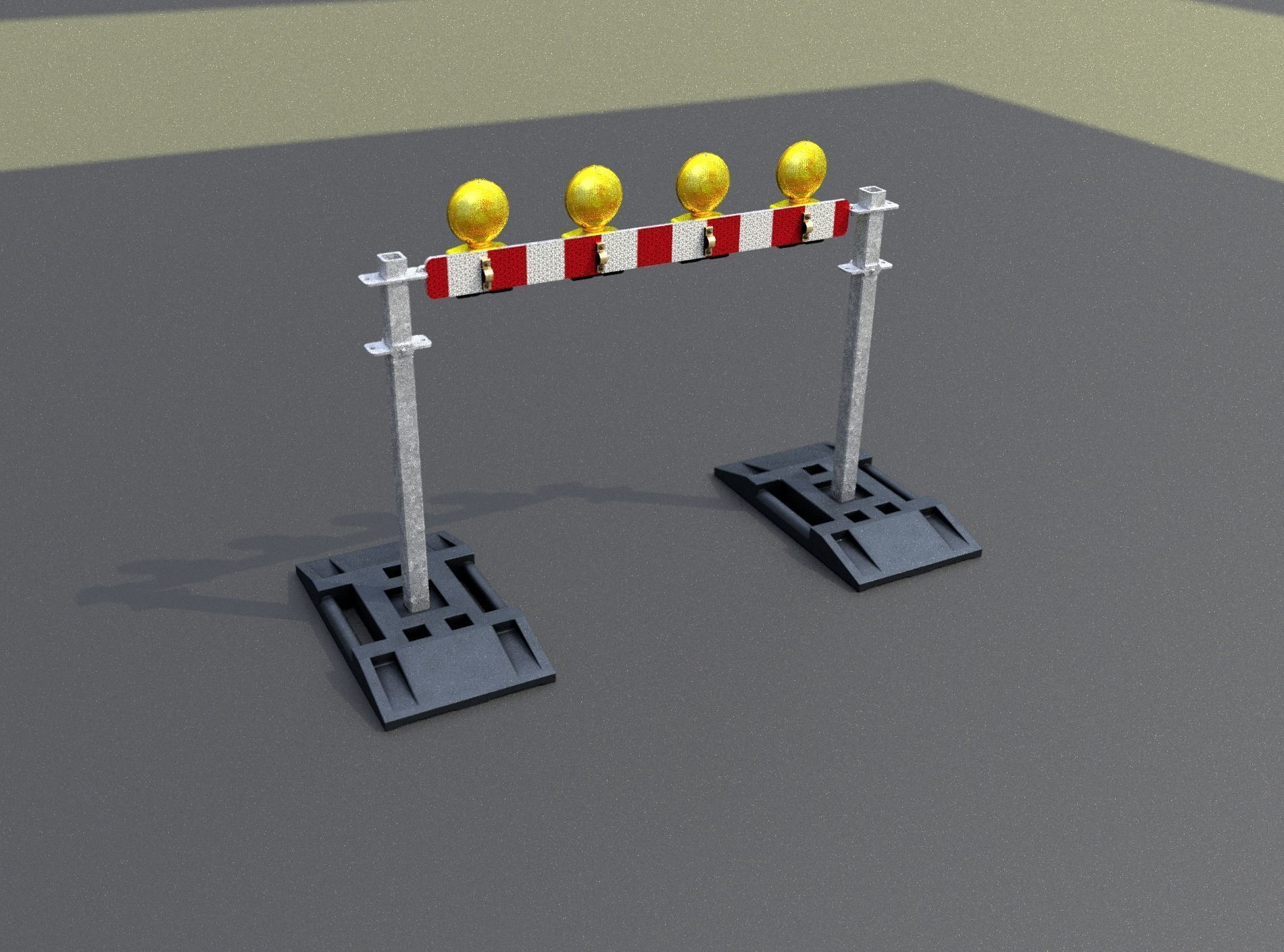 Construction Barrier 5 with warning lights 600-31 100x1200mm Low-poly 3D model_44