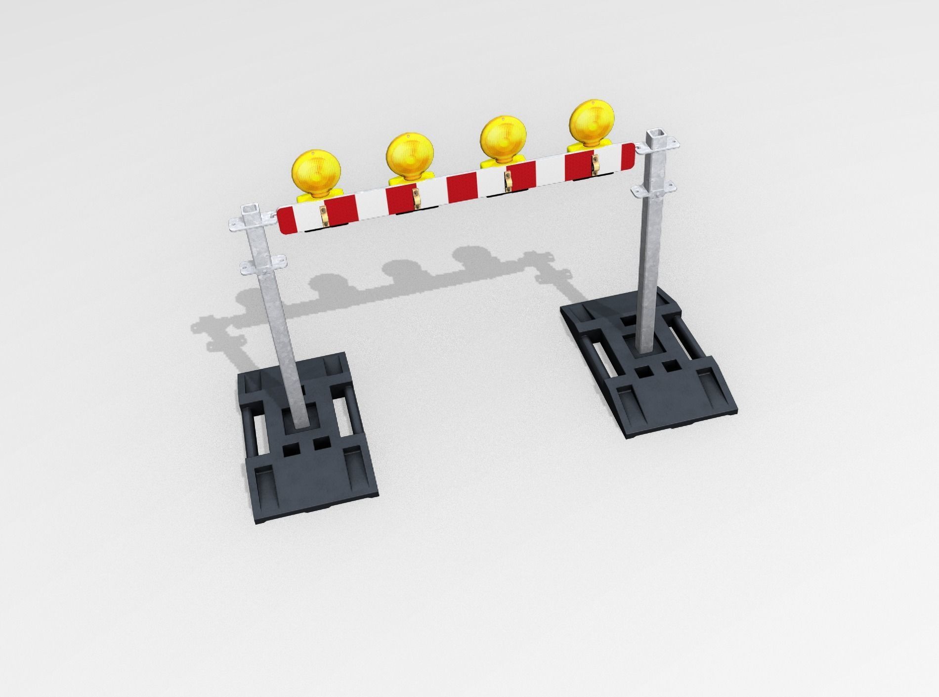 Construction Barrier 5 with warning lights 600-31 100x1200mm Low-poly 3D model_45
