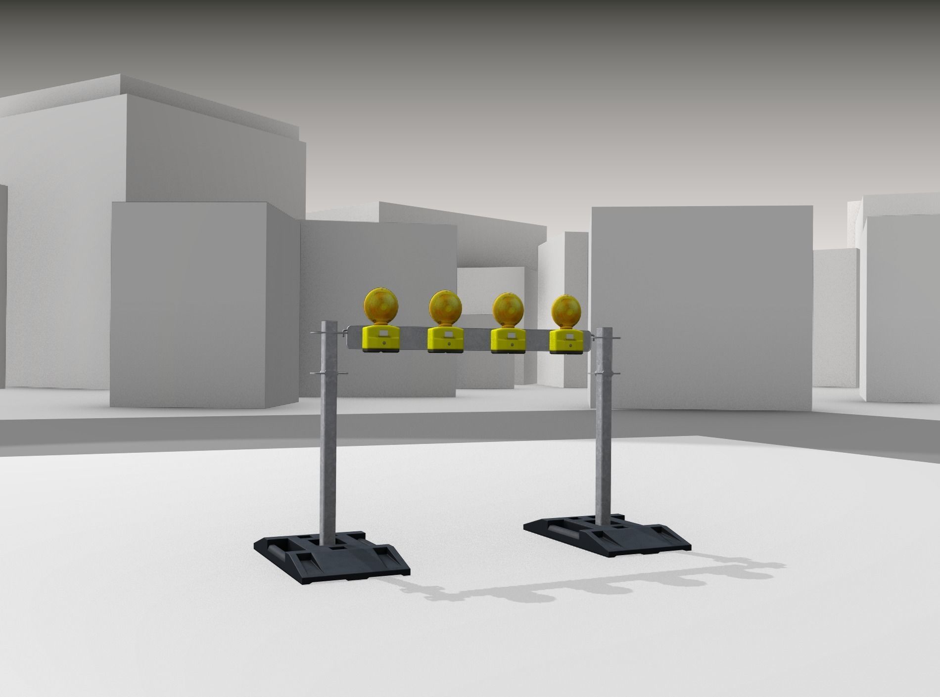 Construction Barrier 5 with warning lights 600-31 100x1200mm Low-poly 3D model_23