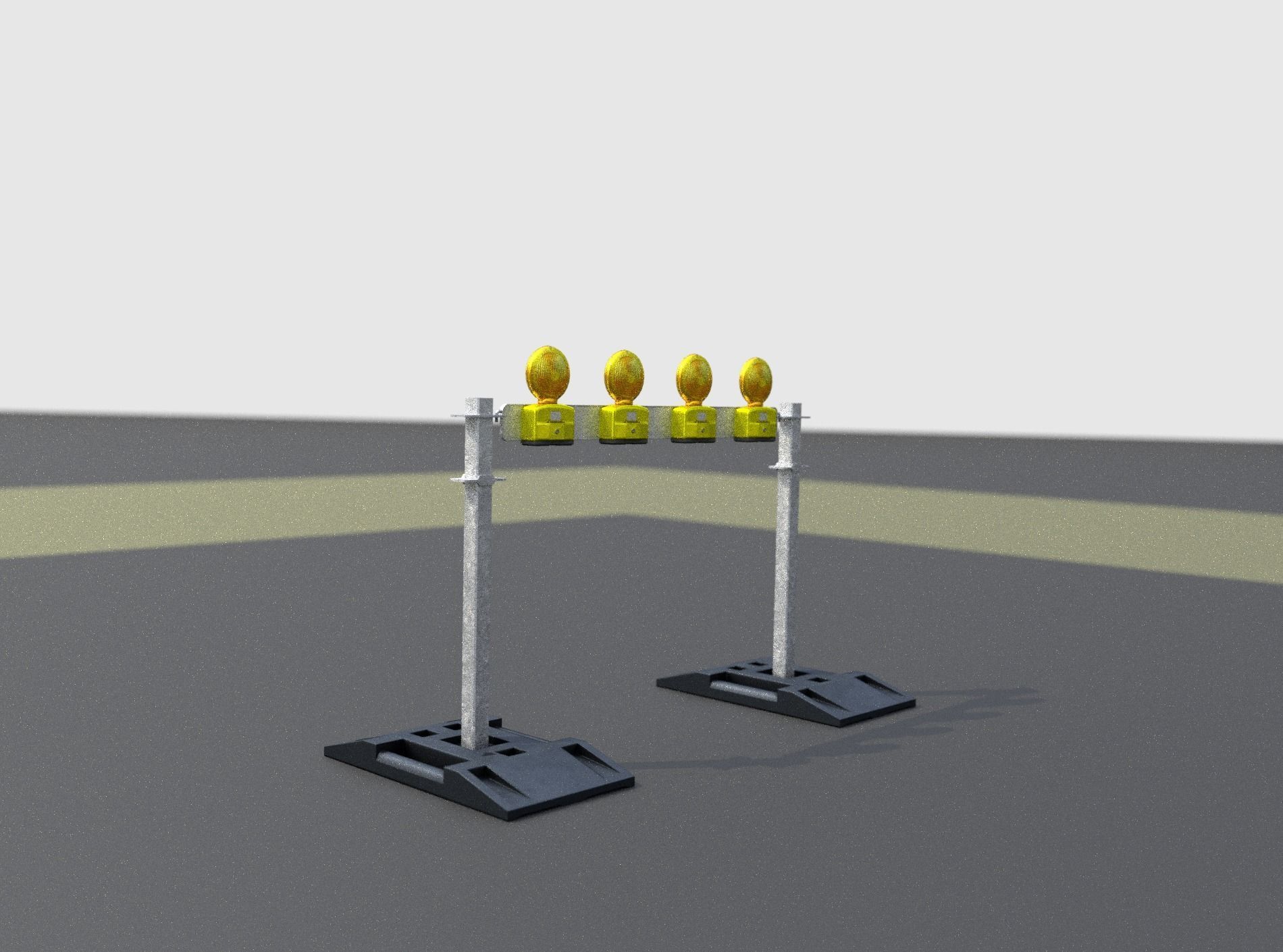 Construction Barrier 5 with warning lights 600-31 100x1200mm Low-poly 3D model_21