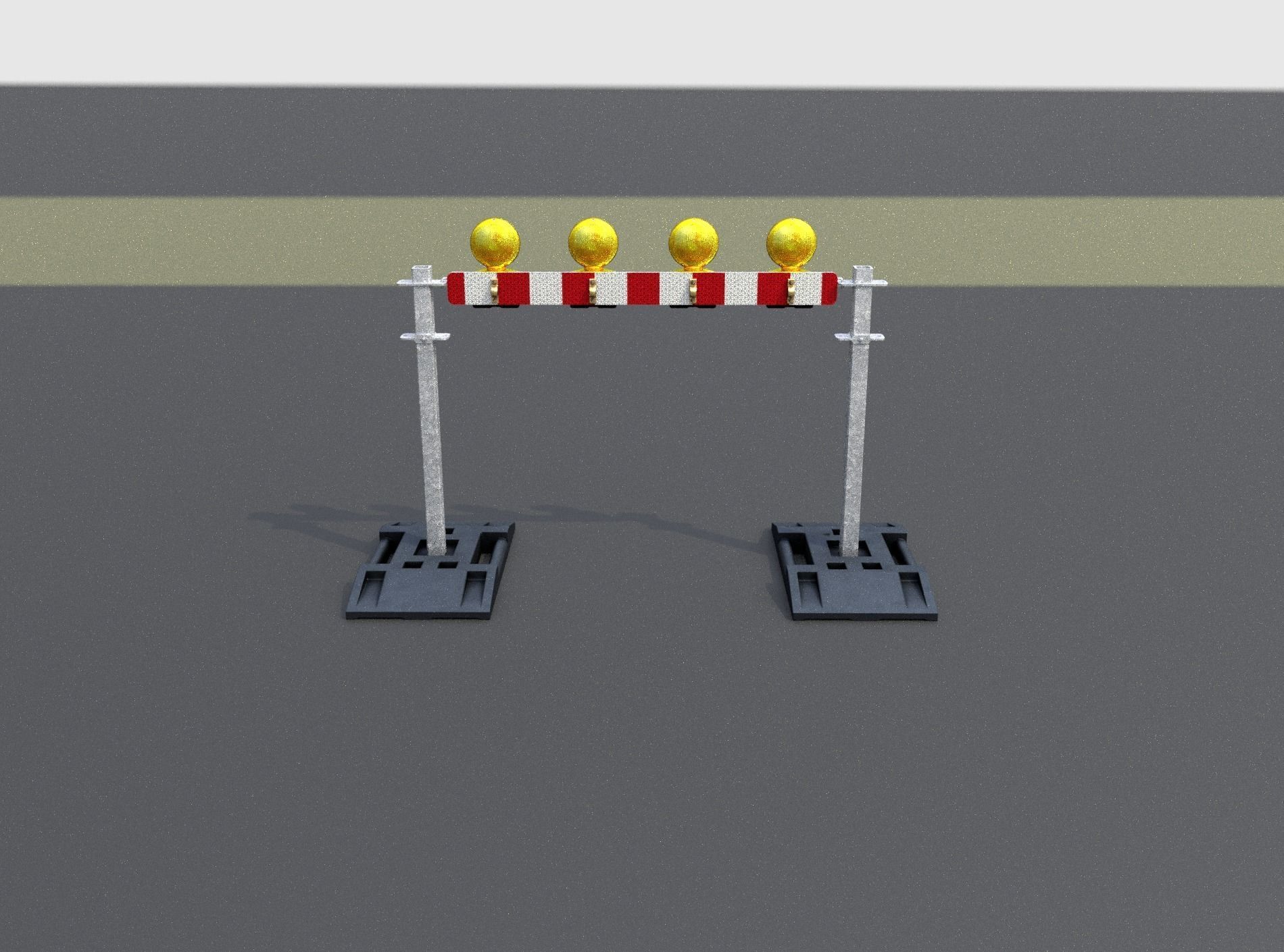 Construction Barrier 5 with warning lights 600-31 100x1200mm Low-poly 3D model_4