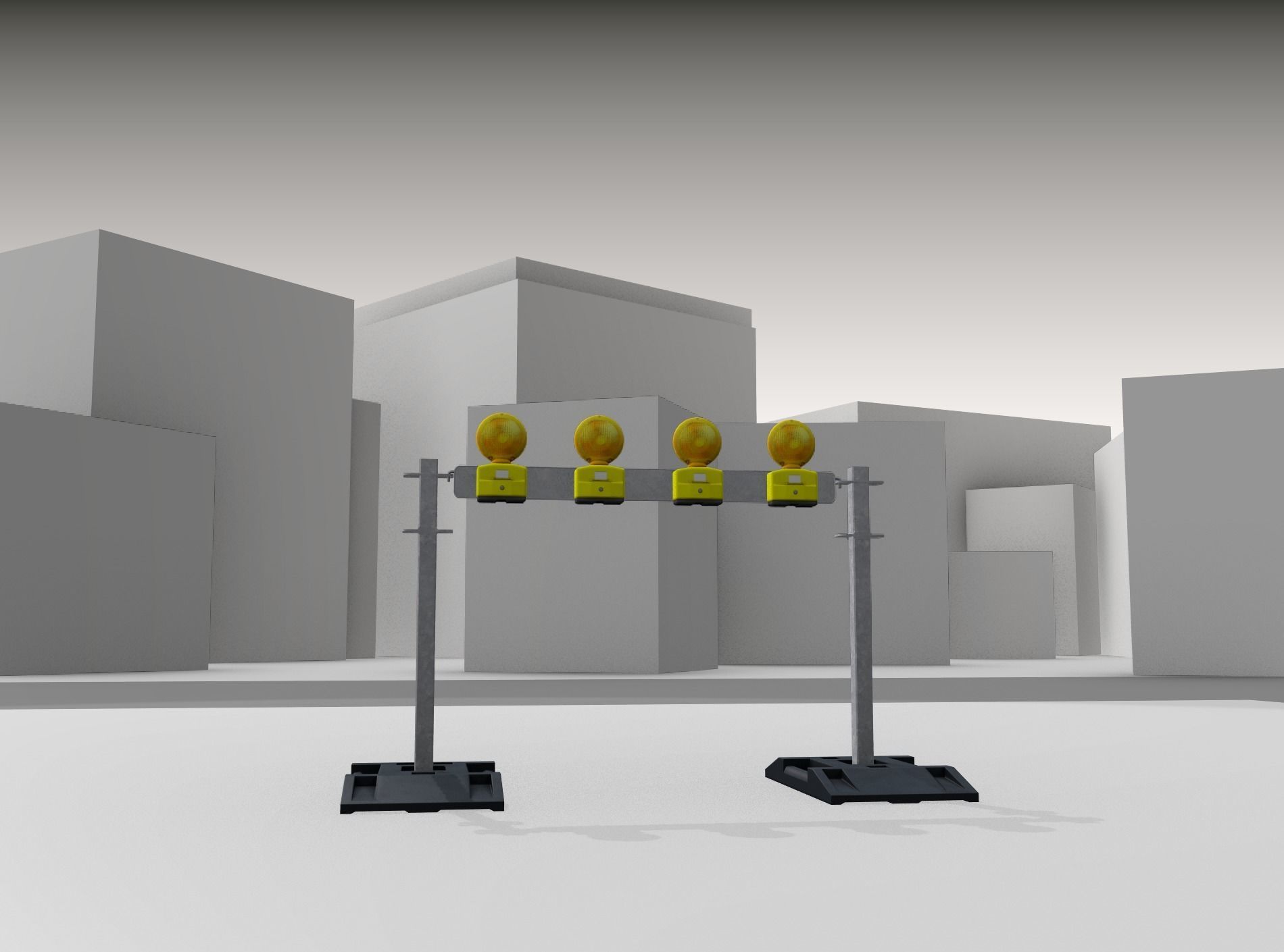 Construction Barrier 5 with warning lights 600-31 100x1200mm Low-poly 3D model_25