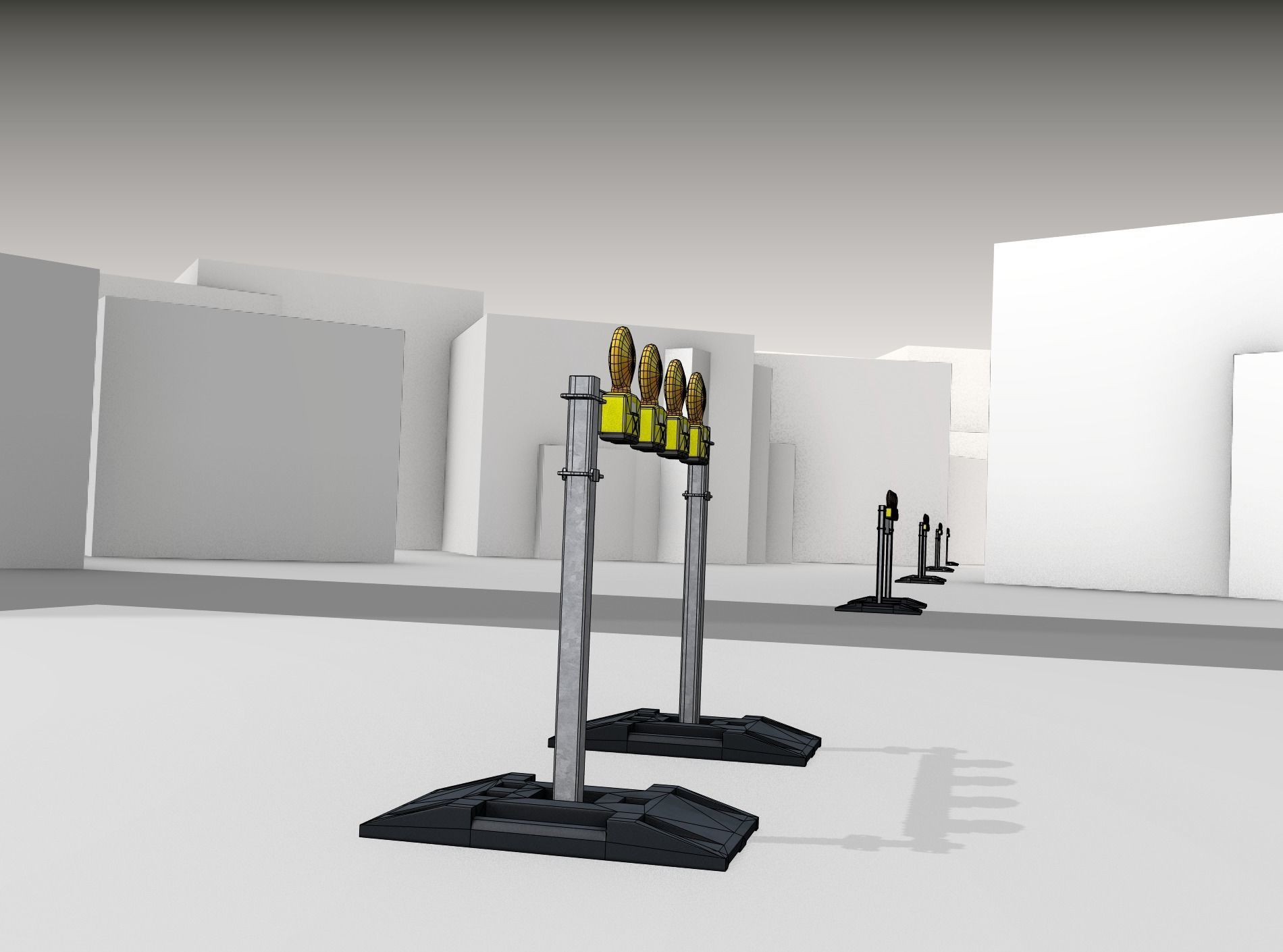 Construction Barrier 5 with warning lights 600-31 100x1200mm Low-poly 3D model_16