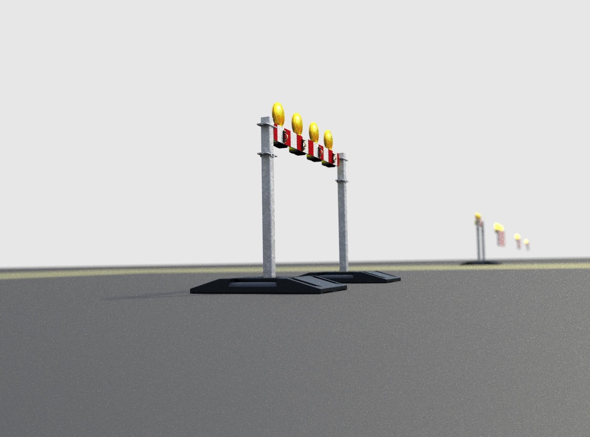 Construction Barrier 5 with warning lights 600-31 100x1200mm Low-poly 3D model_38