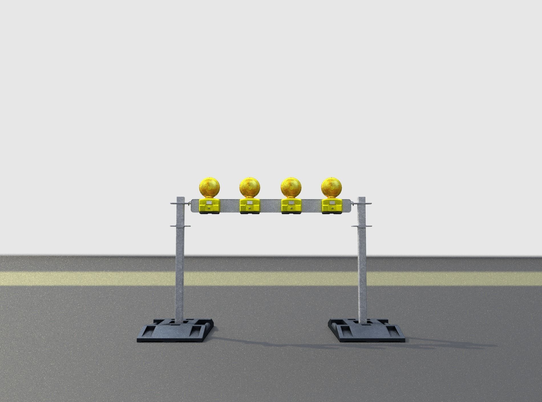 Construction Barrier 5 with warning lights 600-31 100x1200mm Low-poly 3D model_26