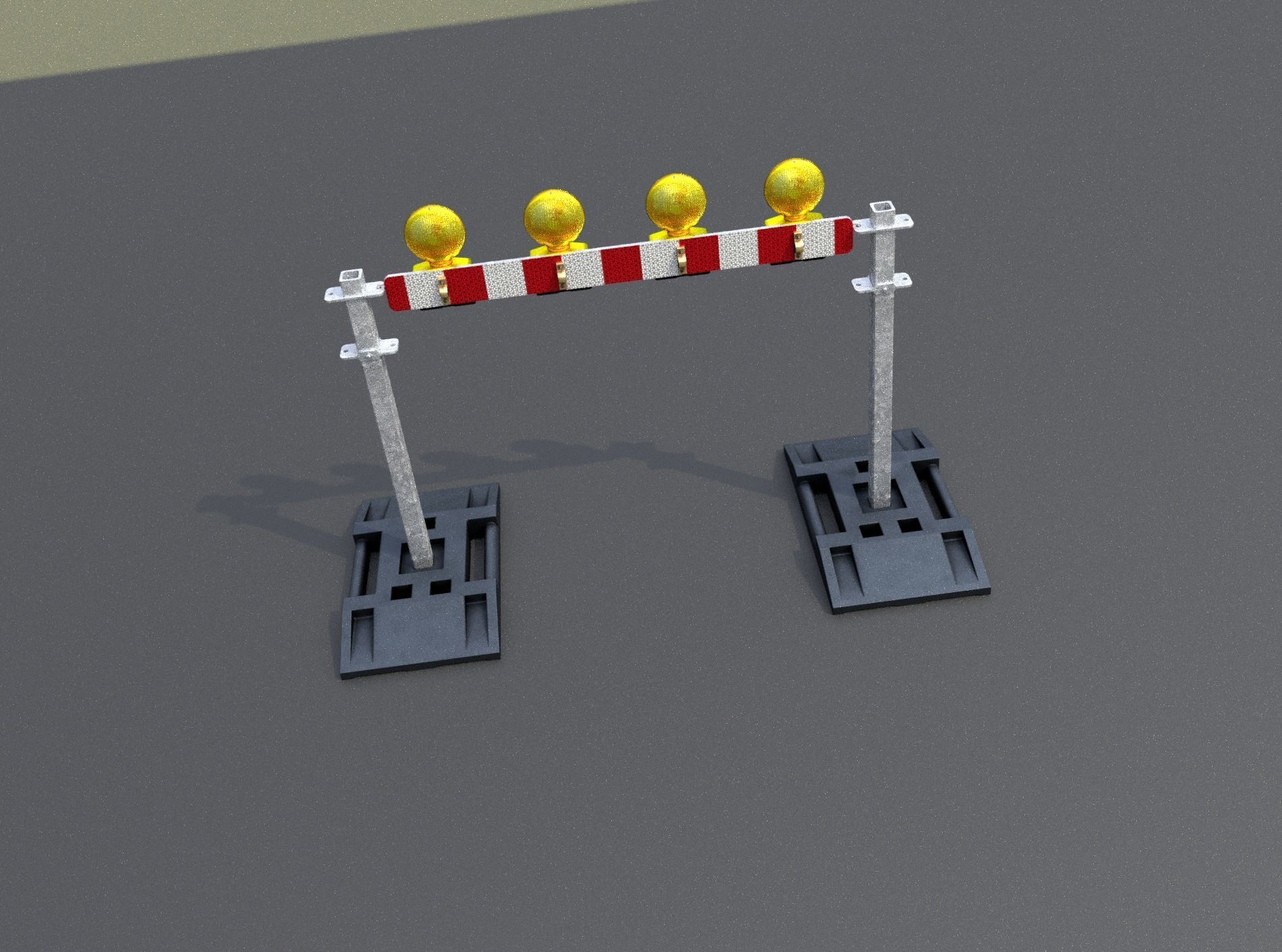 Construction Barrier 5 with warning lights 600-31 100x1200mm Low-poly 3D model_46