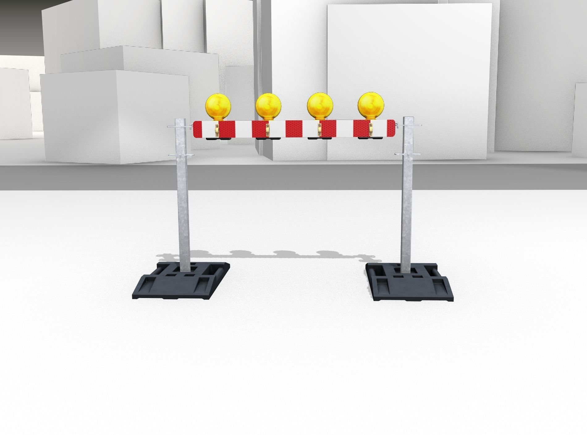 Construction Barrier 5 with warning lights 600-31 100x1200mm Low-poly 3D model_5