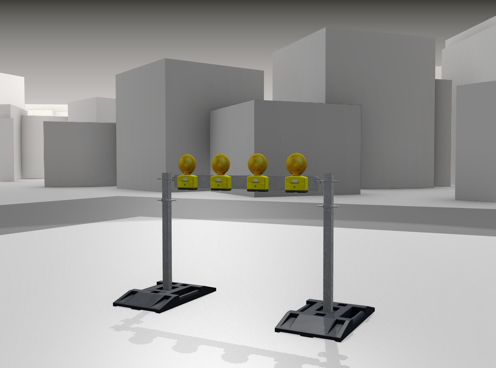 Construction Barrier 5 with warning lights 600-31 100x1200mm Low-poly 3D model_29