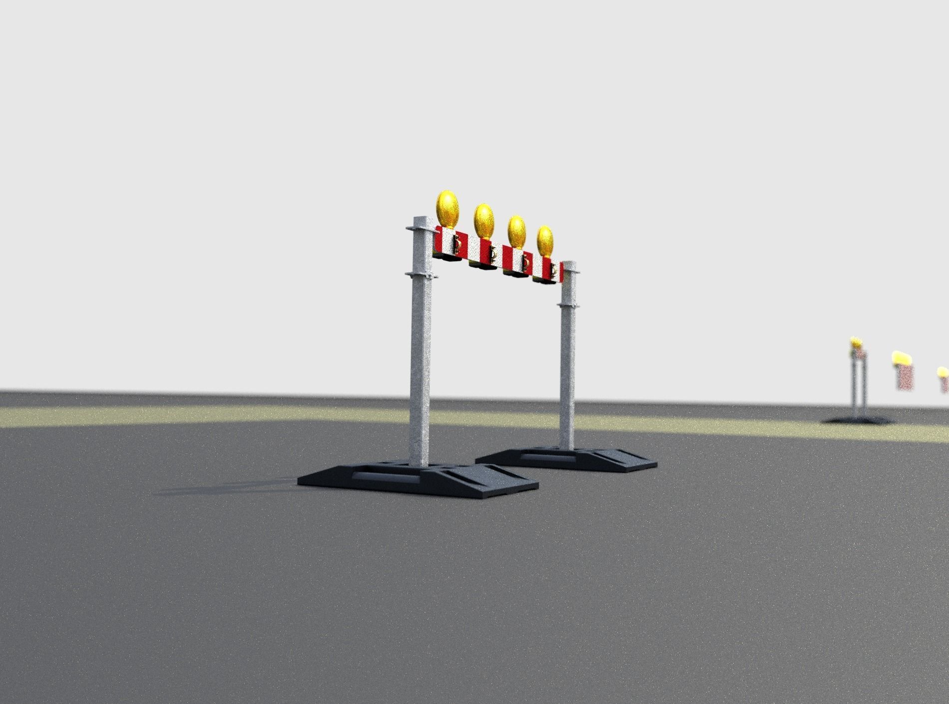 Construction Barrier 5 with warning lights 600-31 100x1200mm Low-poly 3D model_40
