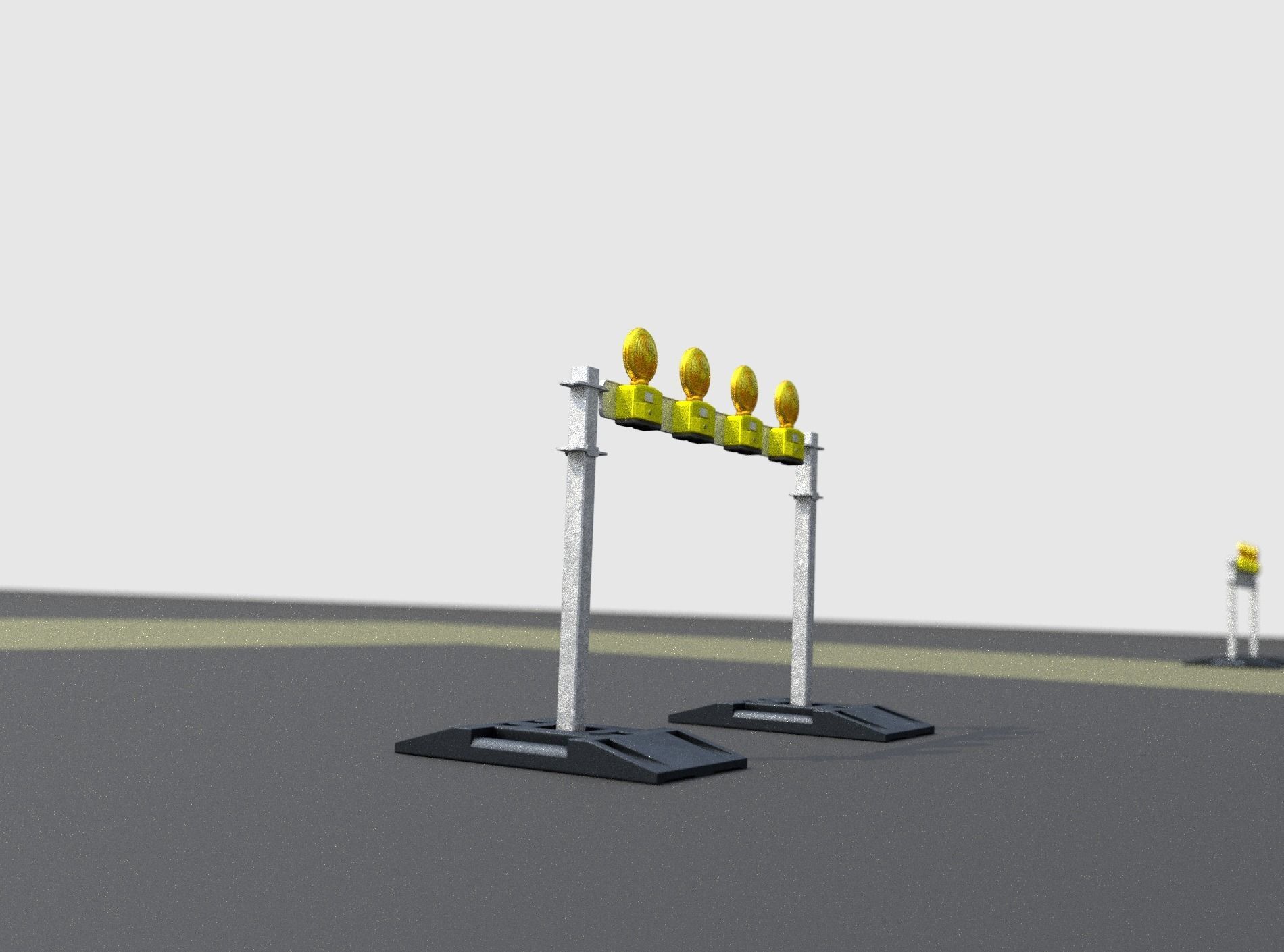 Construction Barrier 5 with warning lights 600-31 100x1200mm Low-poly 3D model_19