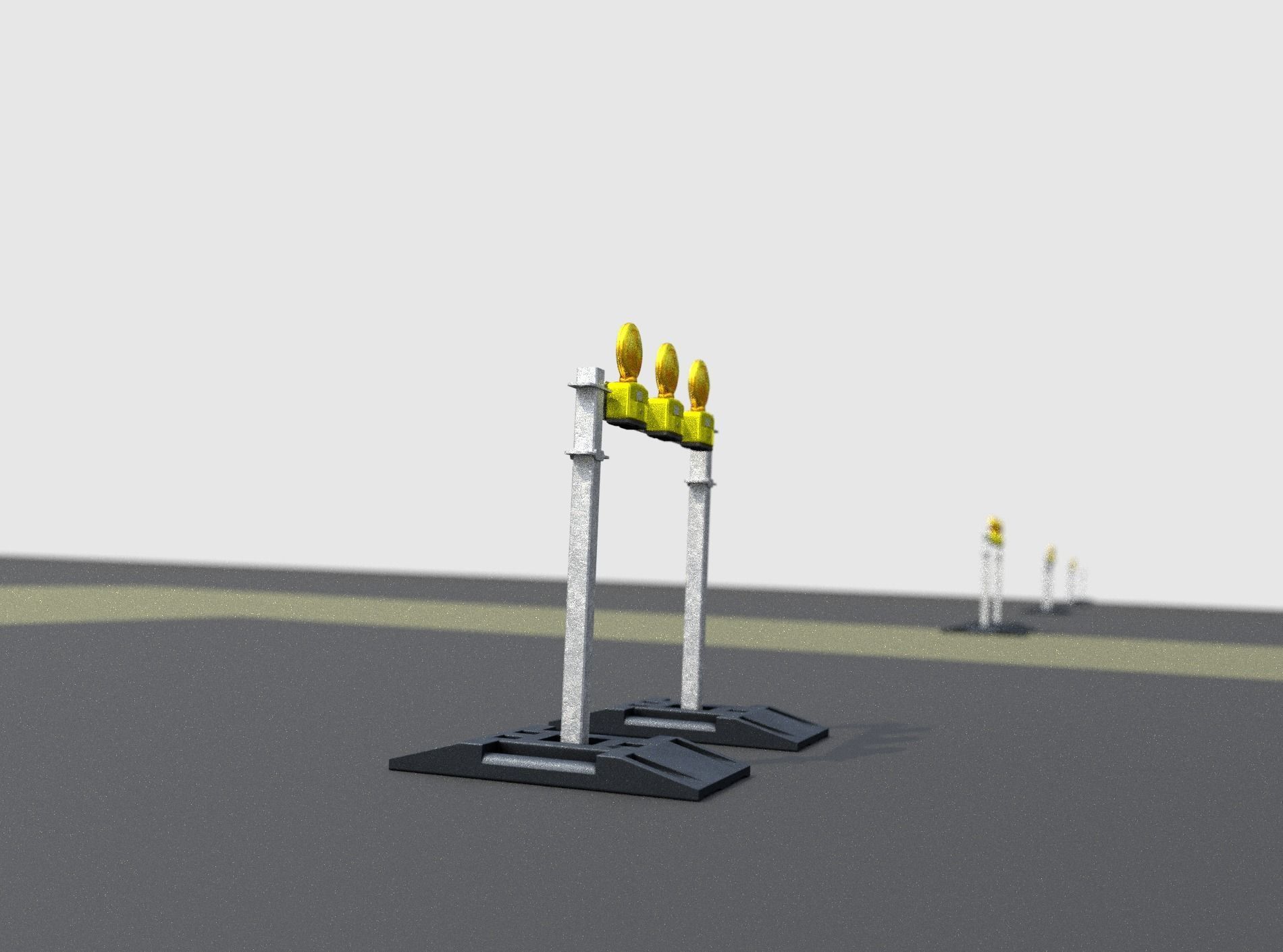 Construction Barrier 5 with warning lights 600-30 100x800mm Low-poly 3D model_17