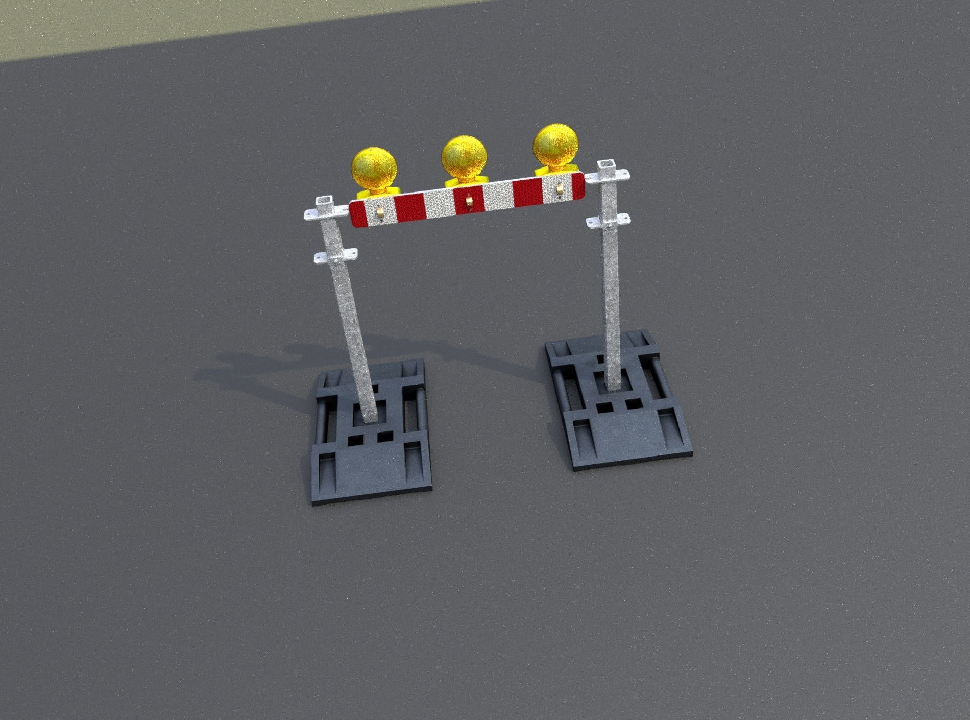 Construction Barrier 5 with warning lights 600-30 100x800mm Low-poly 3D model_46