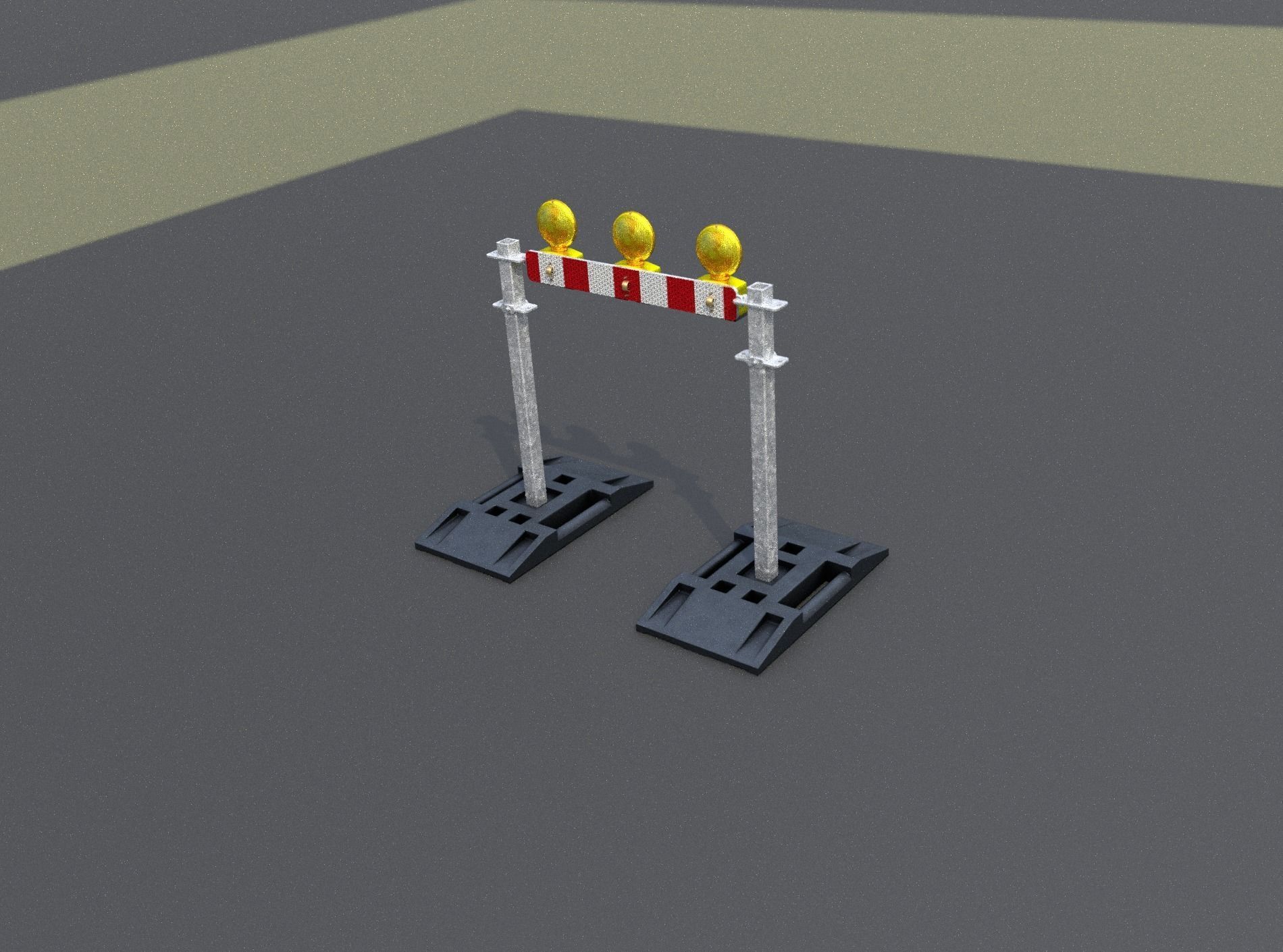 Construction Barrier 5 with warning lights 600-30 100x800mm Low-poly 3D model_9