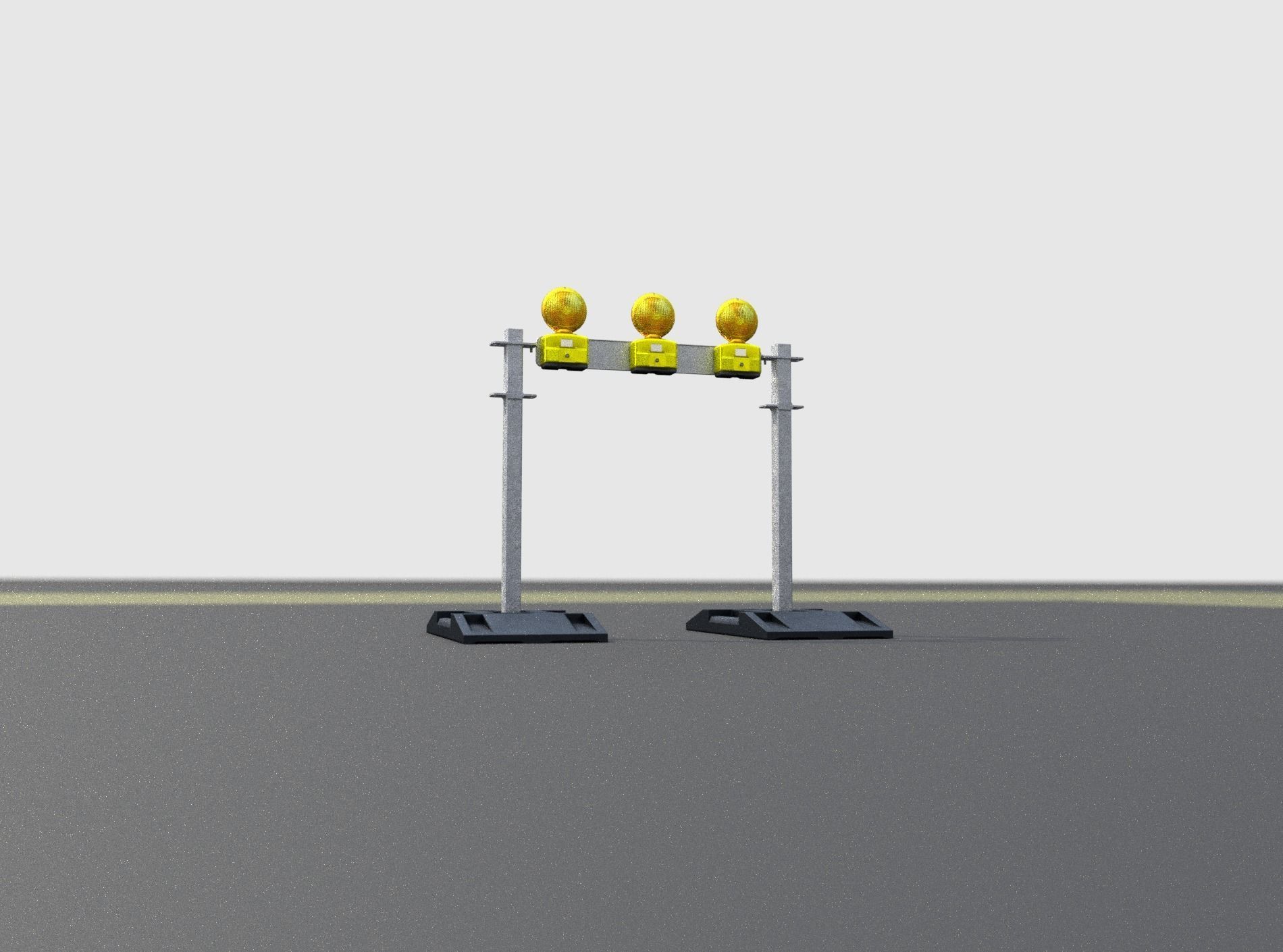 Construction Barrier 5 with warning lights 600-30 100x800mm Low-poly 3D model_24