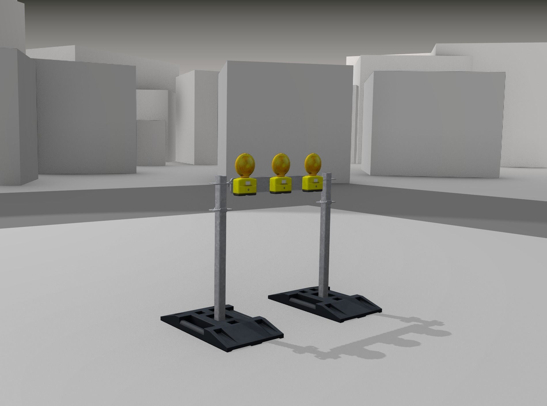 Construction Barrier 5 with warning lights 600-30 100x800mm Low-poly 3D model_22