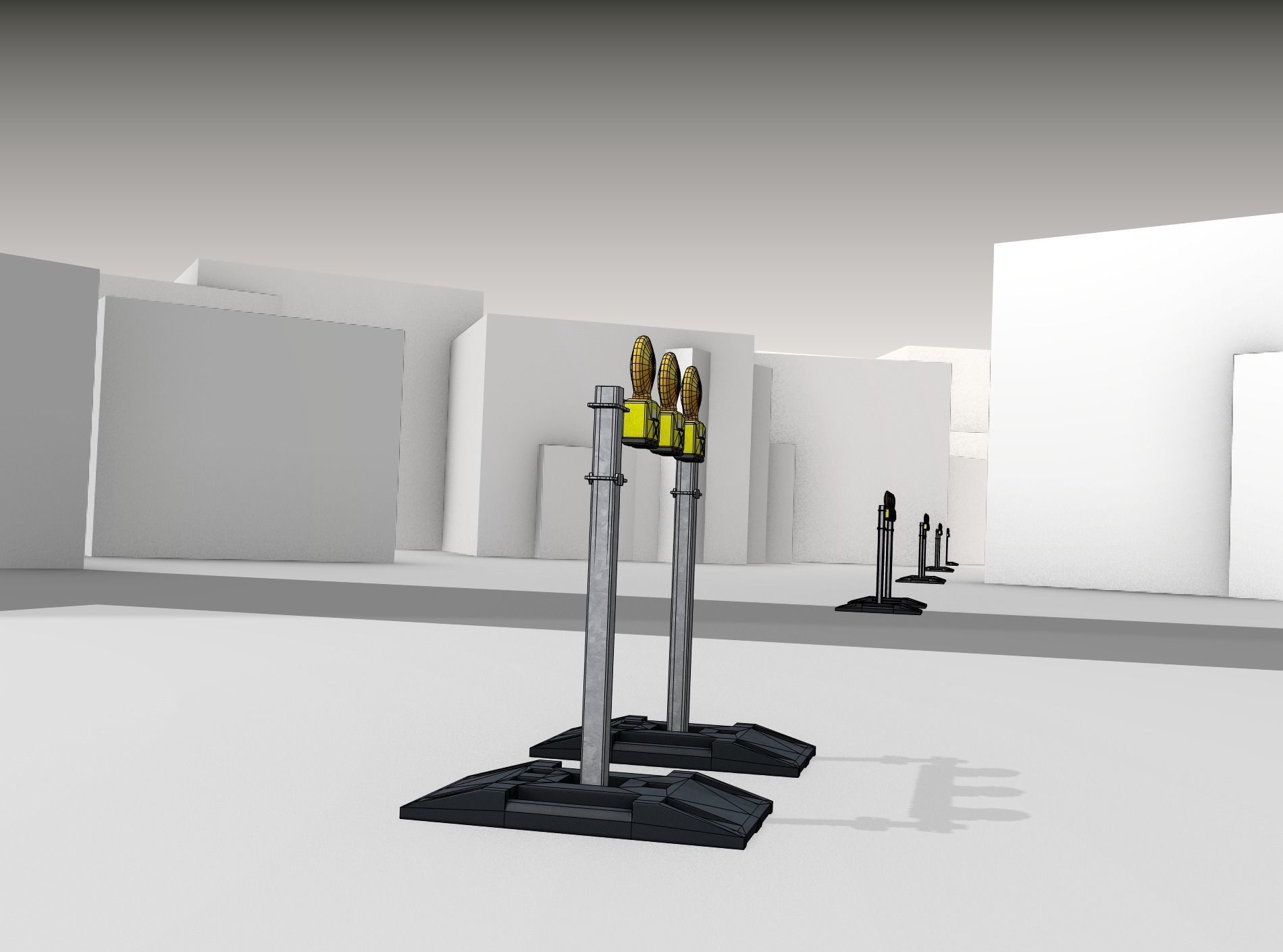 Construction Barrier 5 with warning lights 600-30 100x800mm Low-poly 3D model_16