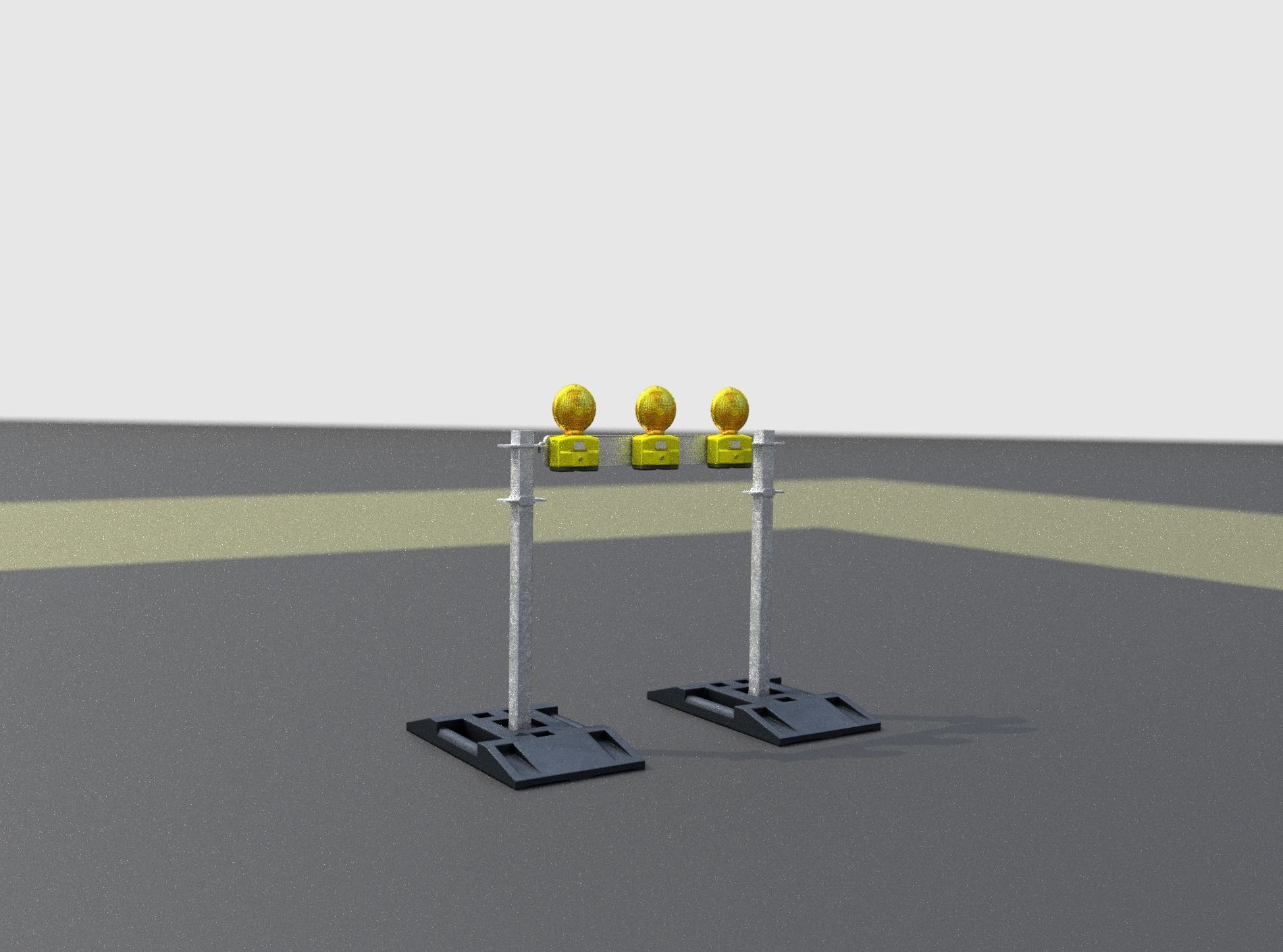 Construction Barrier 5 with warning lights 600-30 100x800mm Low-poly 3D model_2
