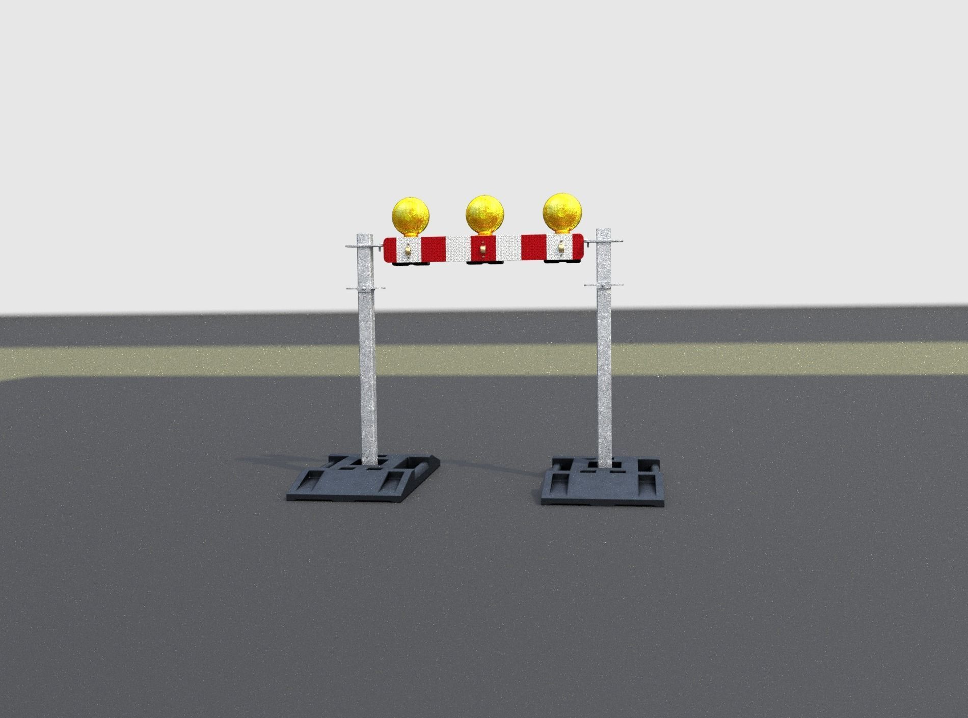 Construction Barrier 5 with warning lights 600-30 100x800mm Low-poly 3D model_6